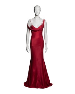 John Galliano Crimson Bias-Cut Satin Evening Dress, FW 1994