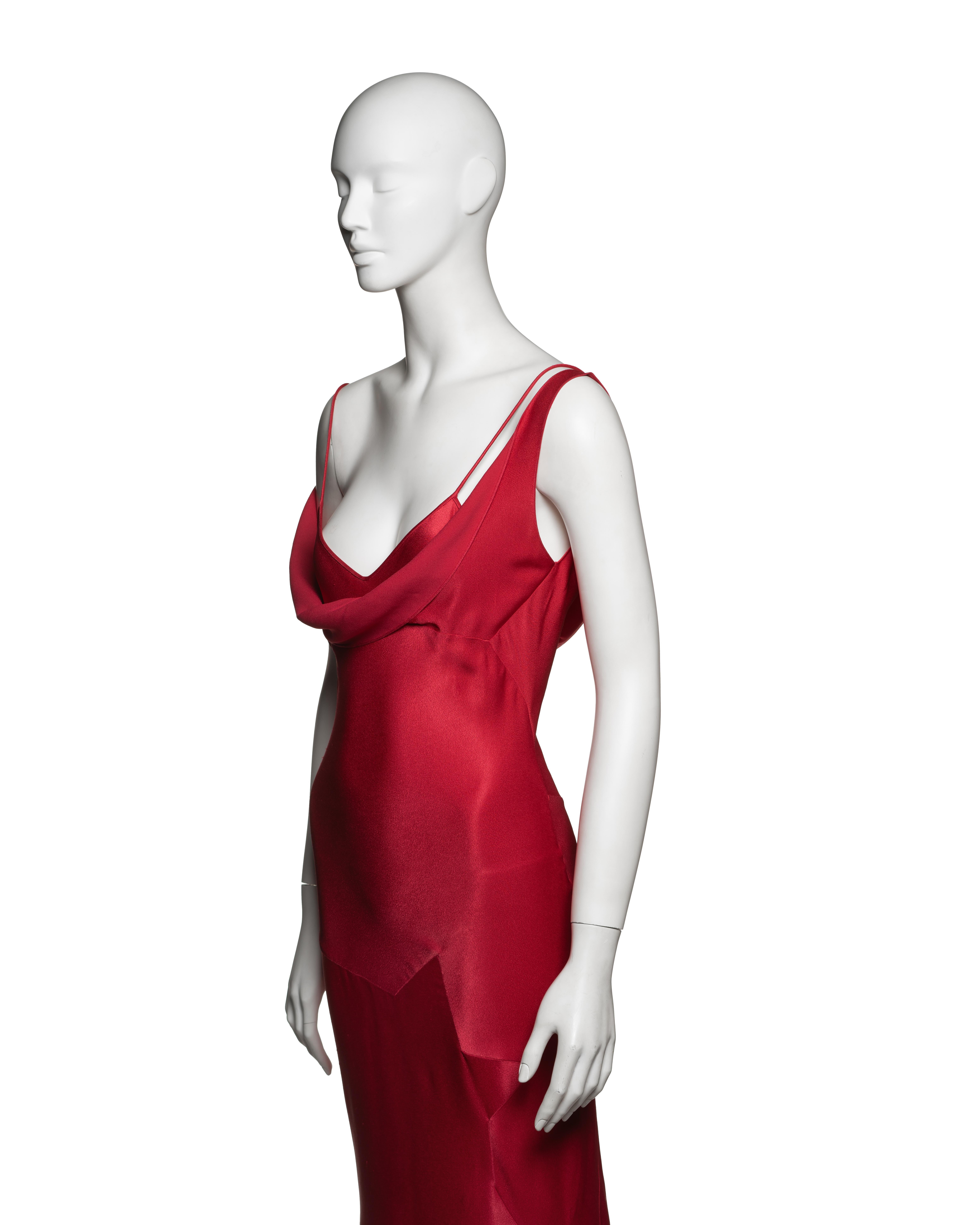 John Galliano Crimson Bias-Cut Satin Evening Dress, FW 1994 1