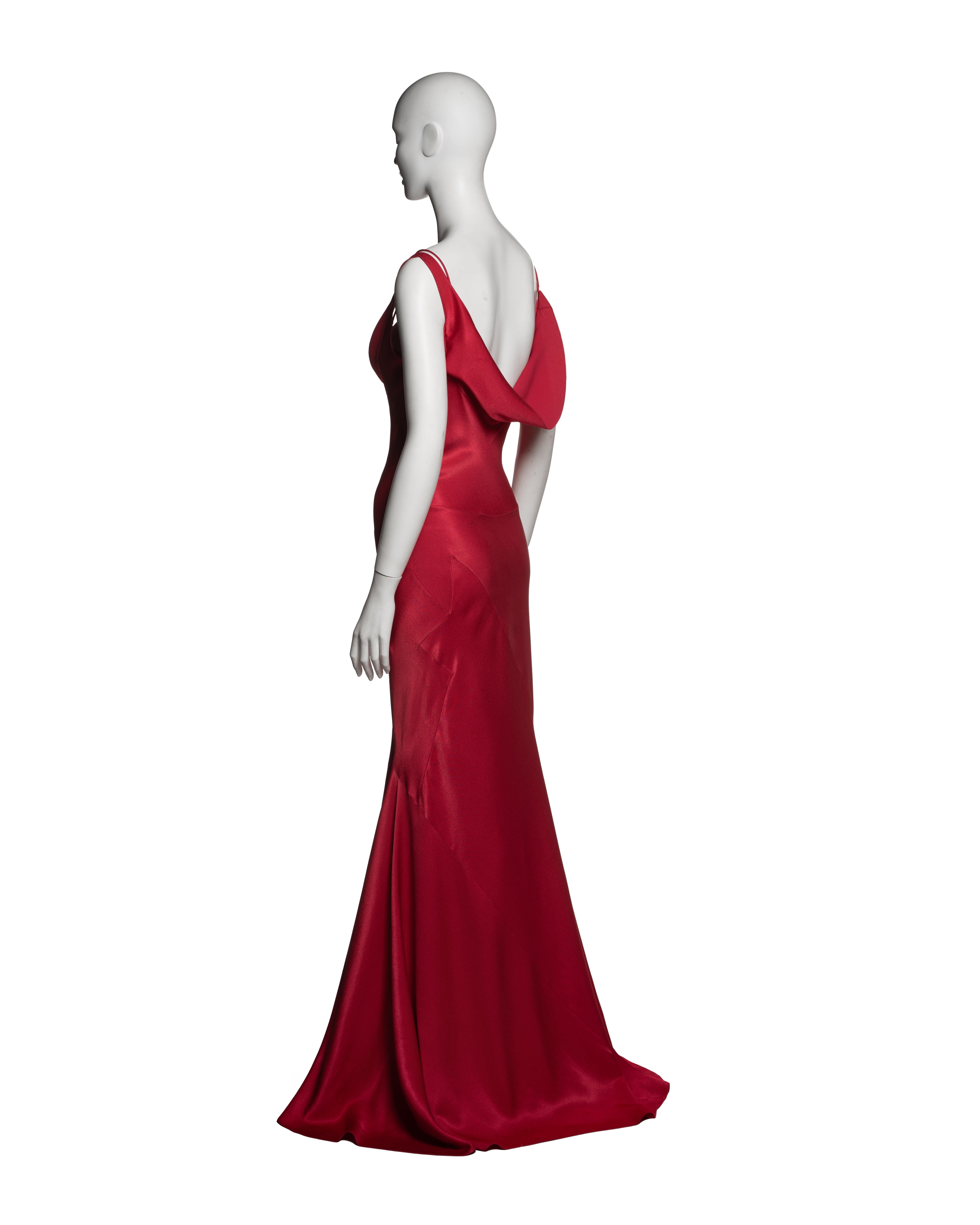 John Galliano Crimson Bias-Cut Satin Evening Dress, FW 1994 2