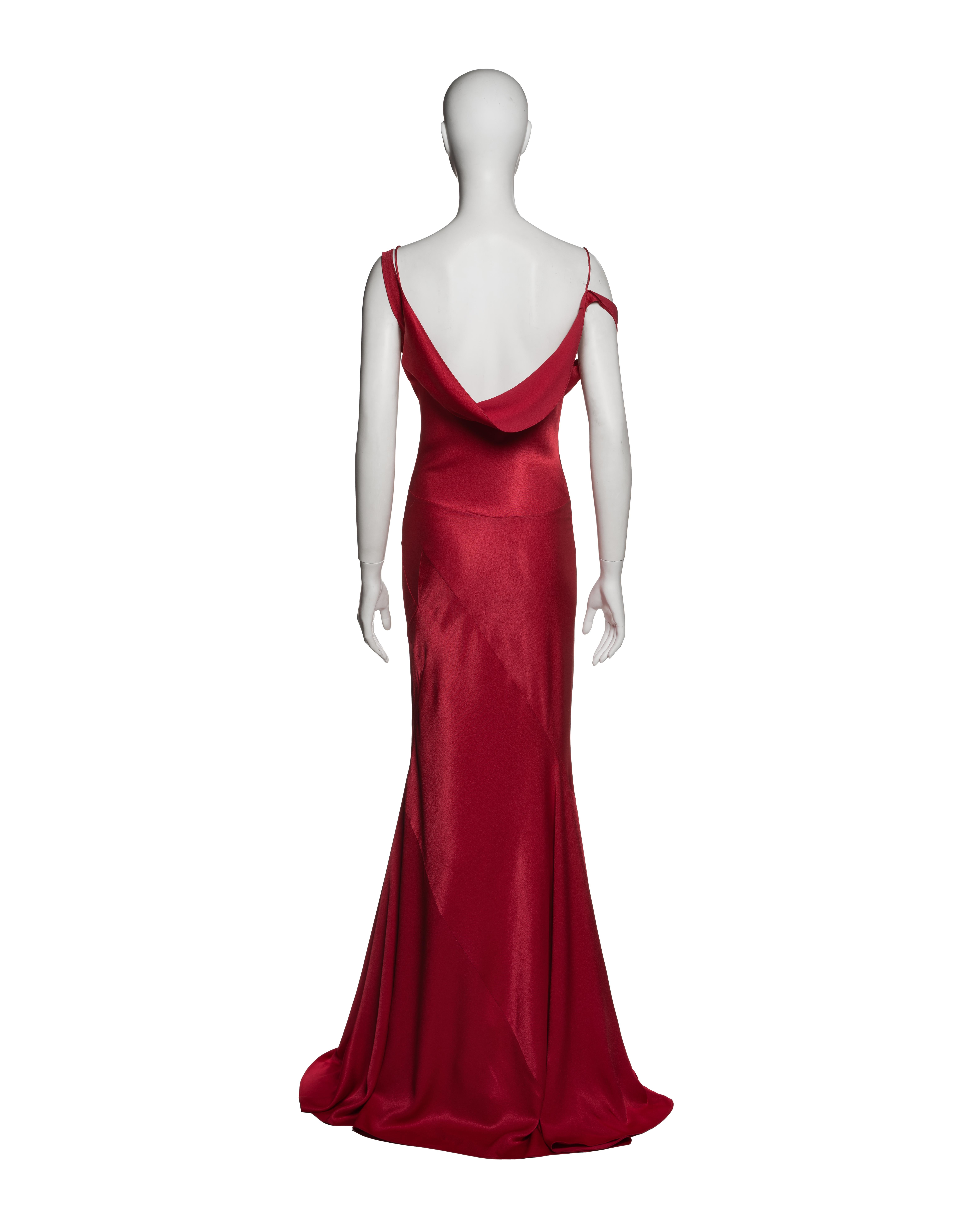 John Galliano Crimson Bias-Cut Satin Evening Dress, FW 1994 4