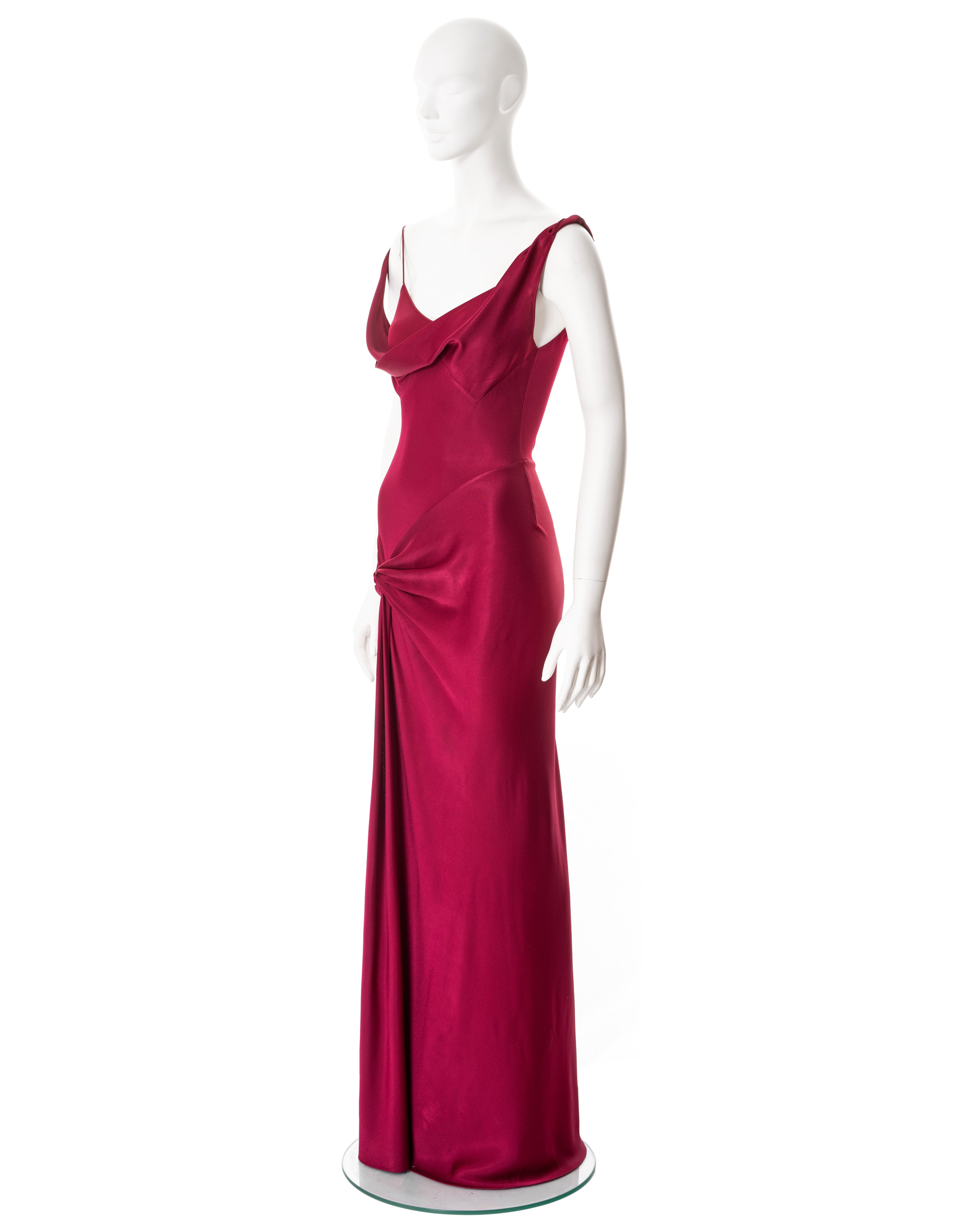 John Galliano crimson bias-cut satin evening dress, fw 1999 5