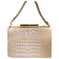 John Galliano Croc Embossed Leather Handbag