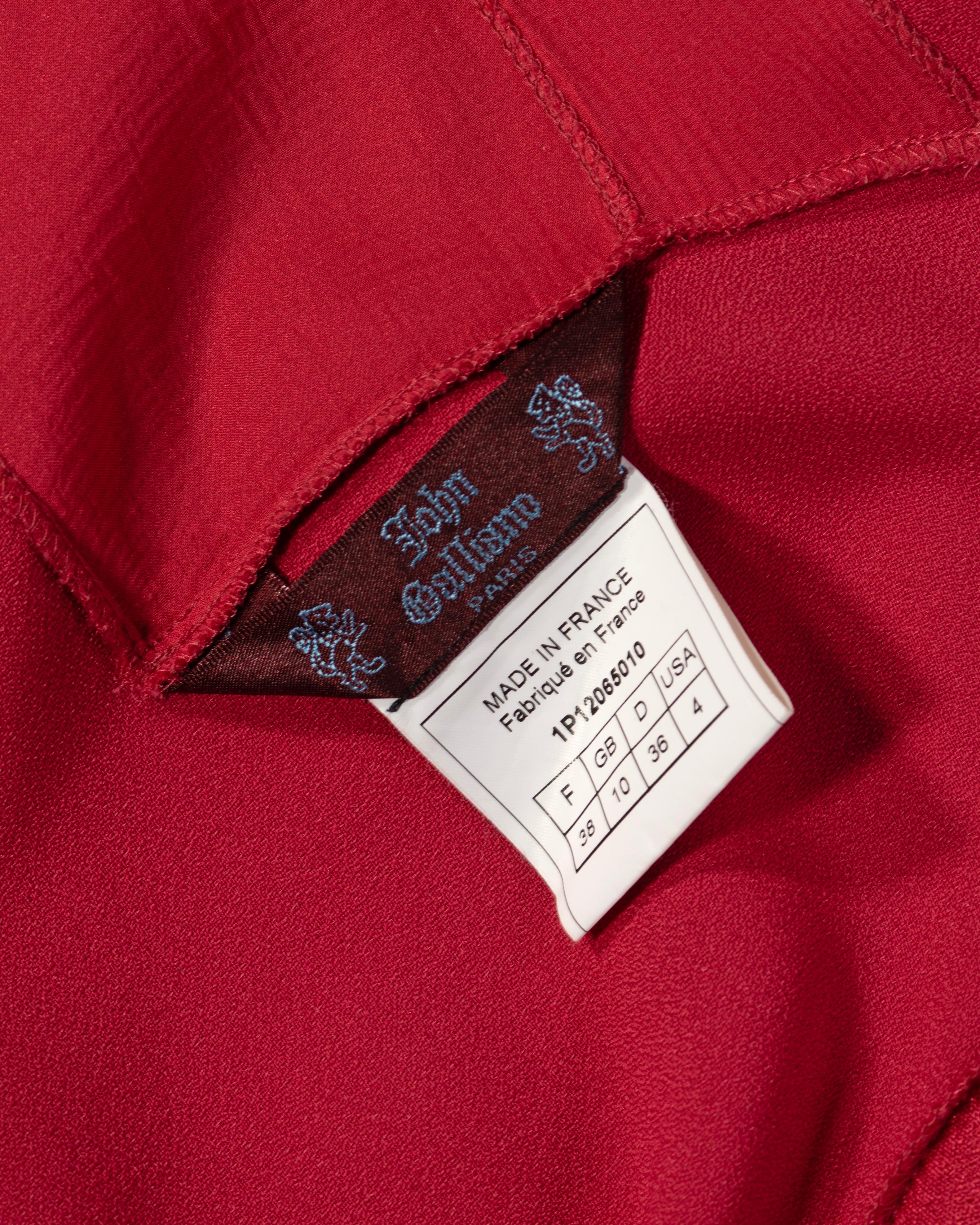 John Galliano Crystal Adorned Crimson Satin Evening Dress and Shawl, ss 2001 For Sale 11