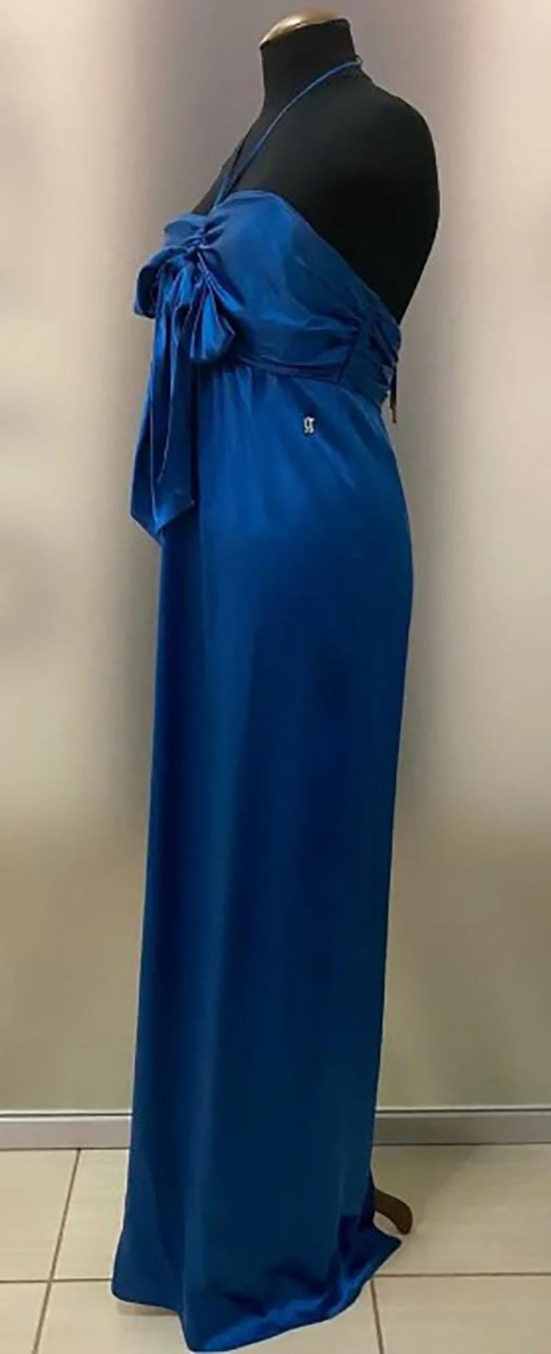 Women's JOHN GALLIANO DARK BLUE LONG EVENINS DRESS Sz It 48
