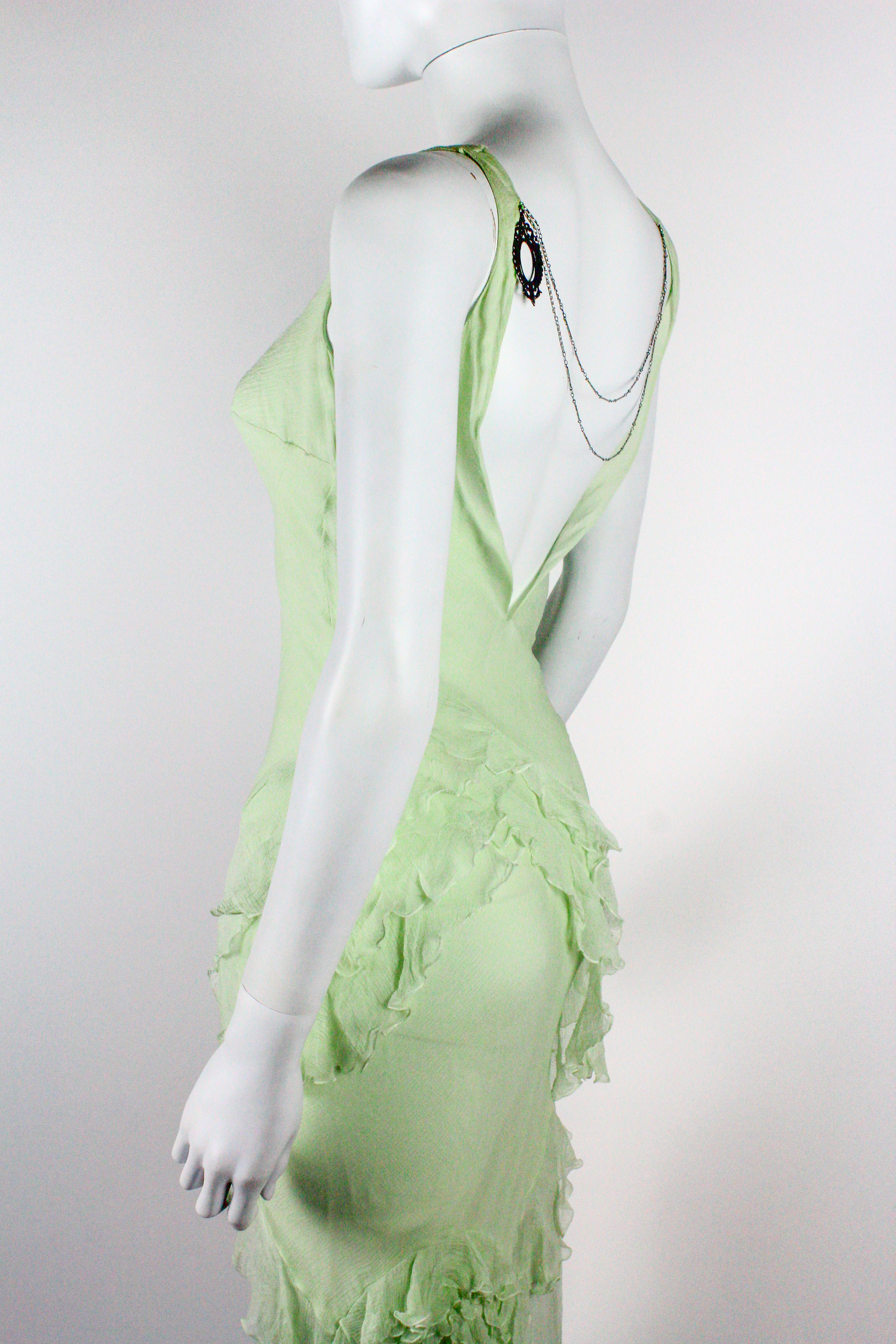 John Galliano 'Delores' Mint Green Silk Dress, F/W 1995 For Sale 6