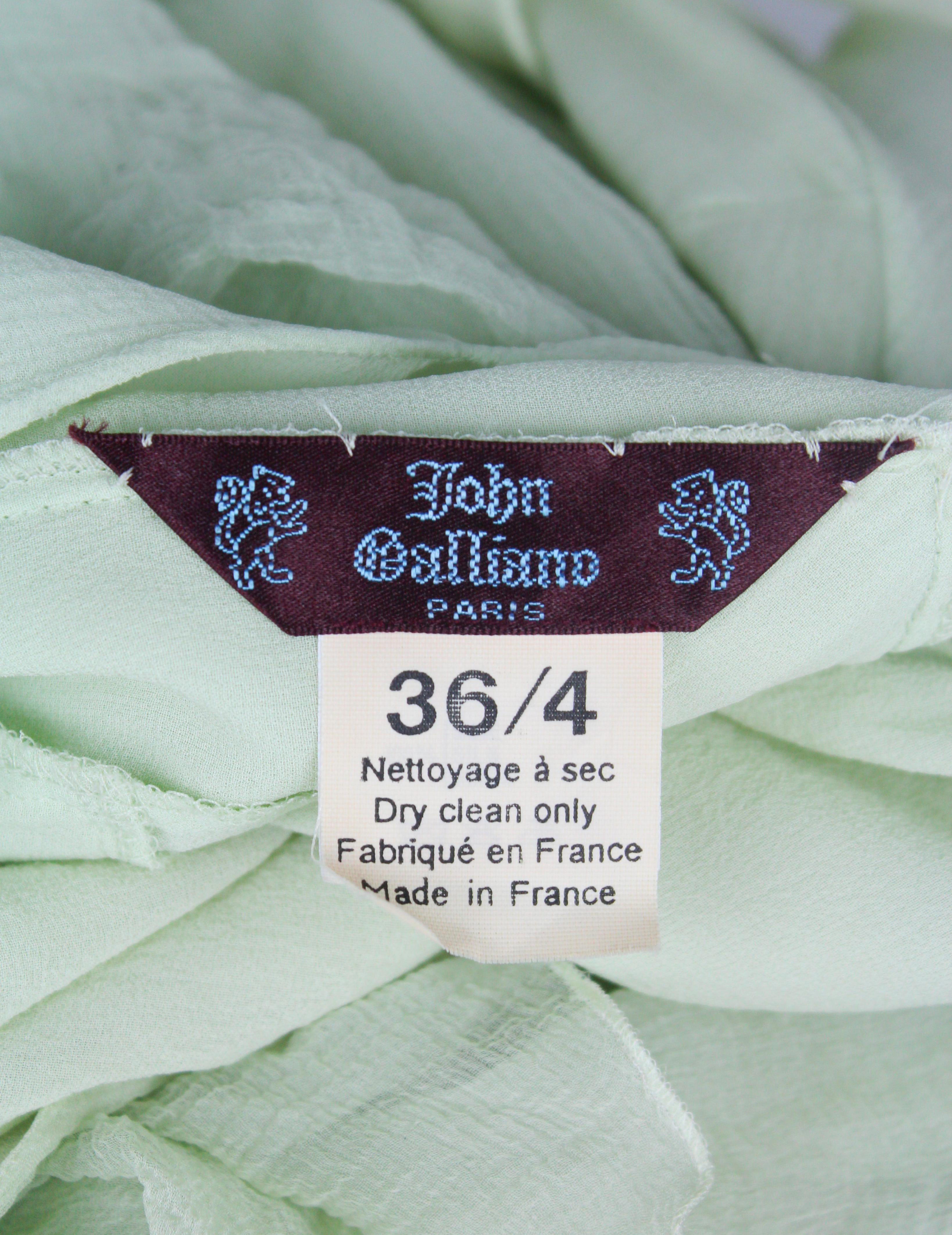 John Galliano 'Delores' Mint Green Silk Dress, F/W 1995 In Good Condition For Sale In Norwich, GB