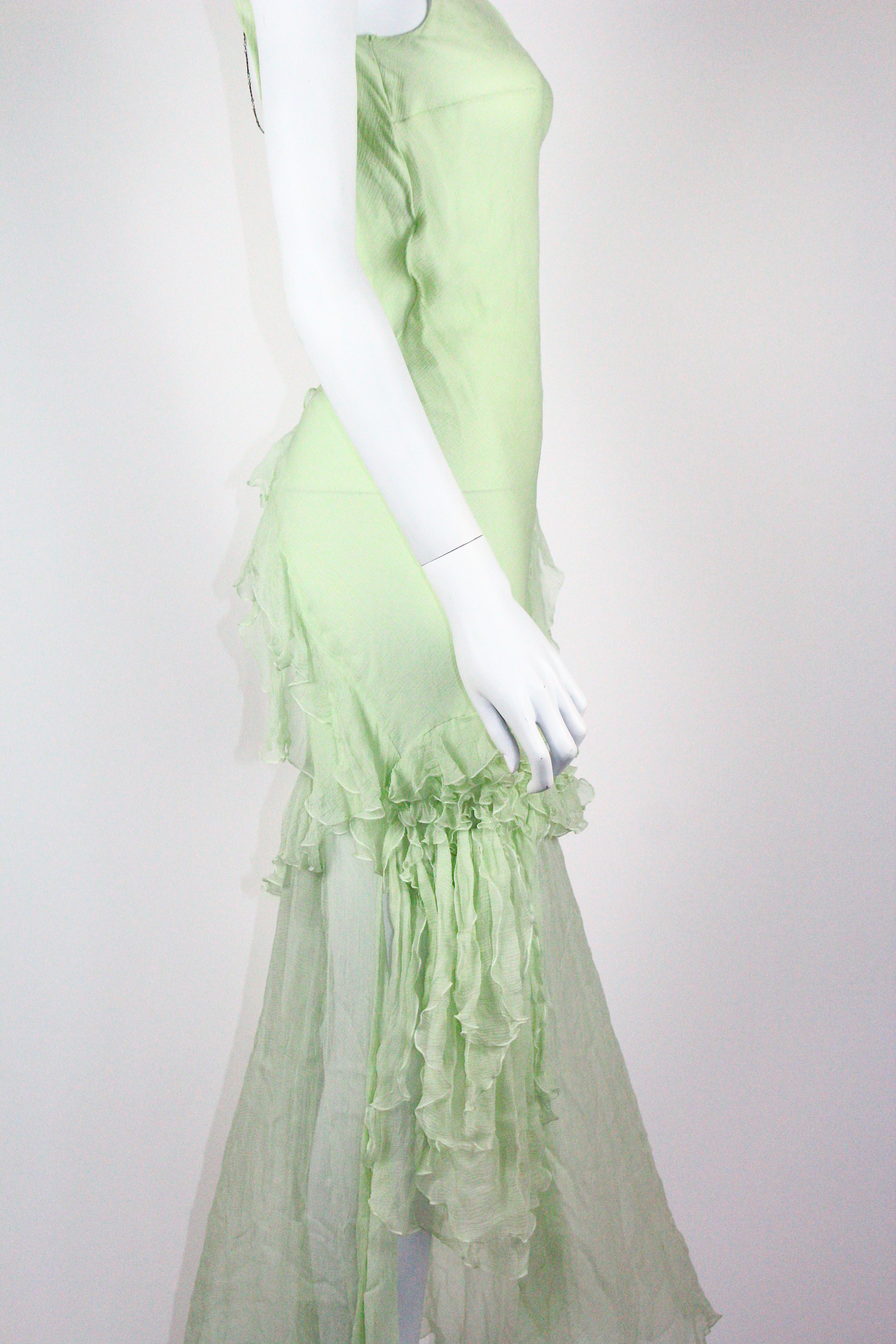 John Galliano 'Delores' Mint Green Silk Dress, F/W 1995 For Sale 2