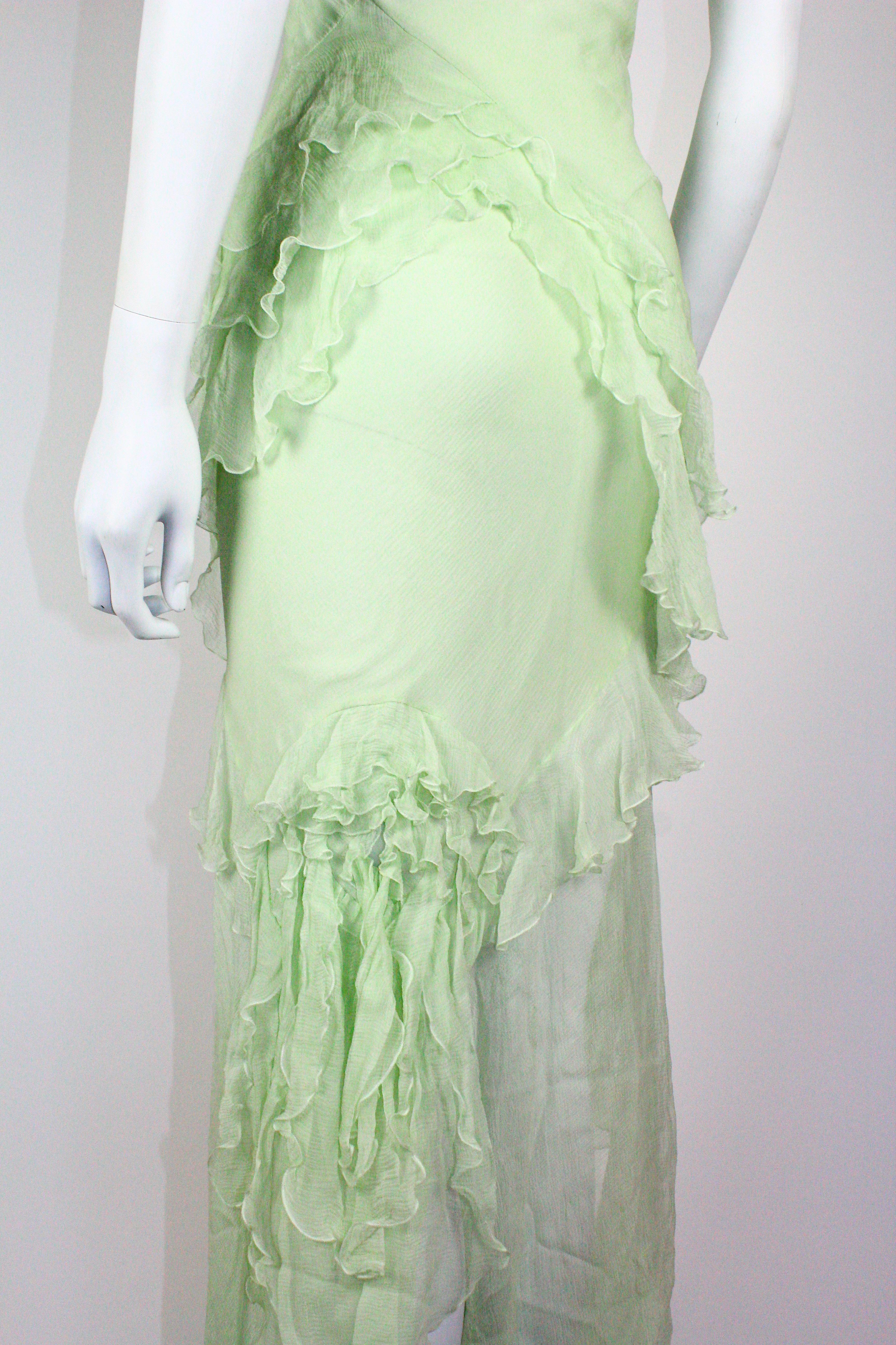 John Galliano 'Delores' Mint Green Silk Dress, F/W 1995 For Sale 5