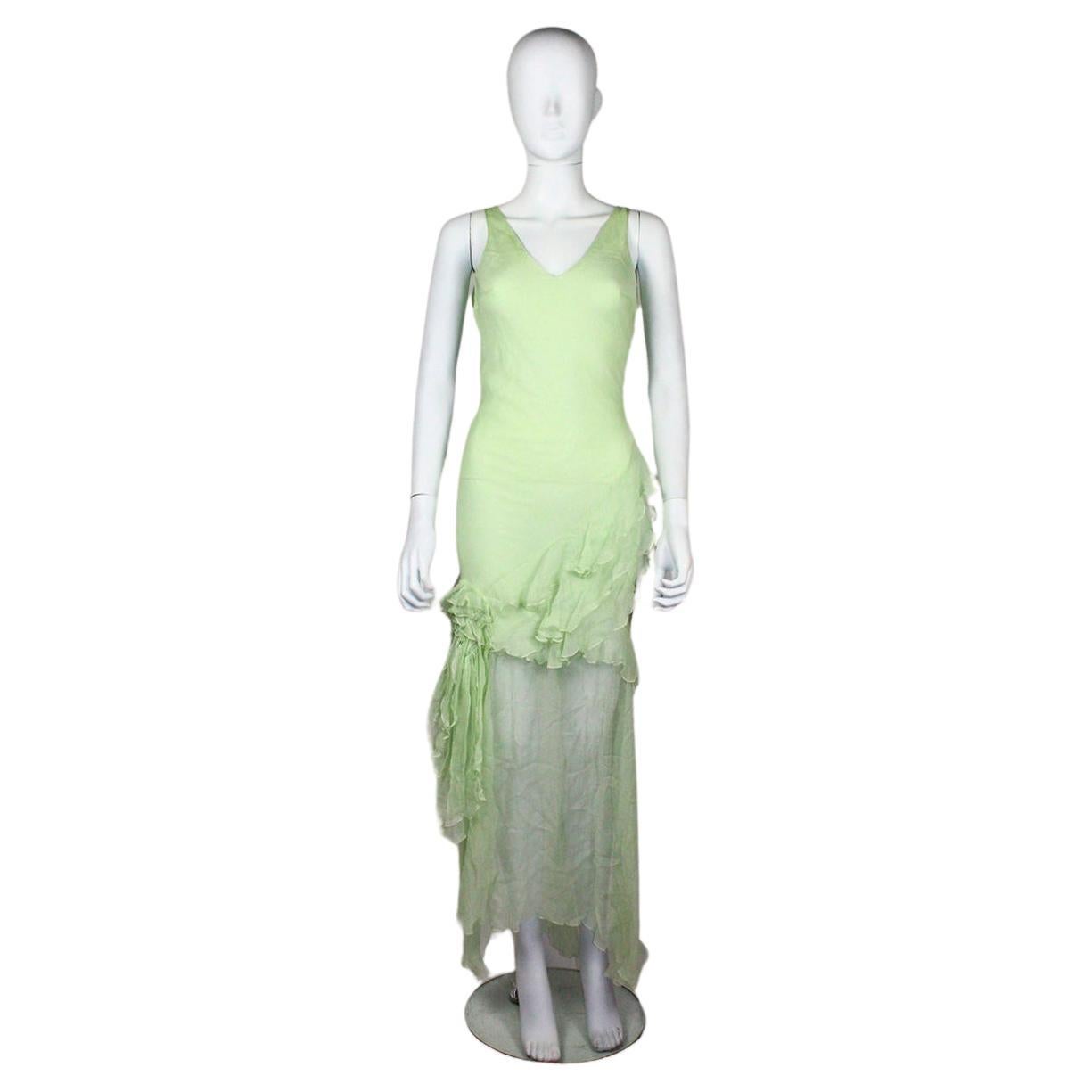 John Galliano 'Delores' Mint Green Silk Dress, F/W 1995 For Sale