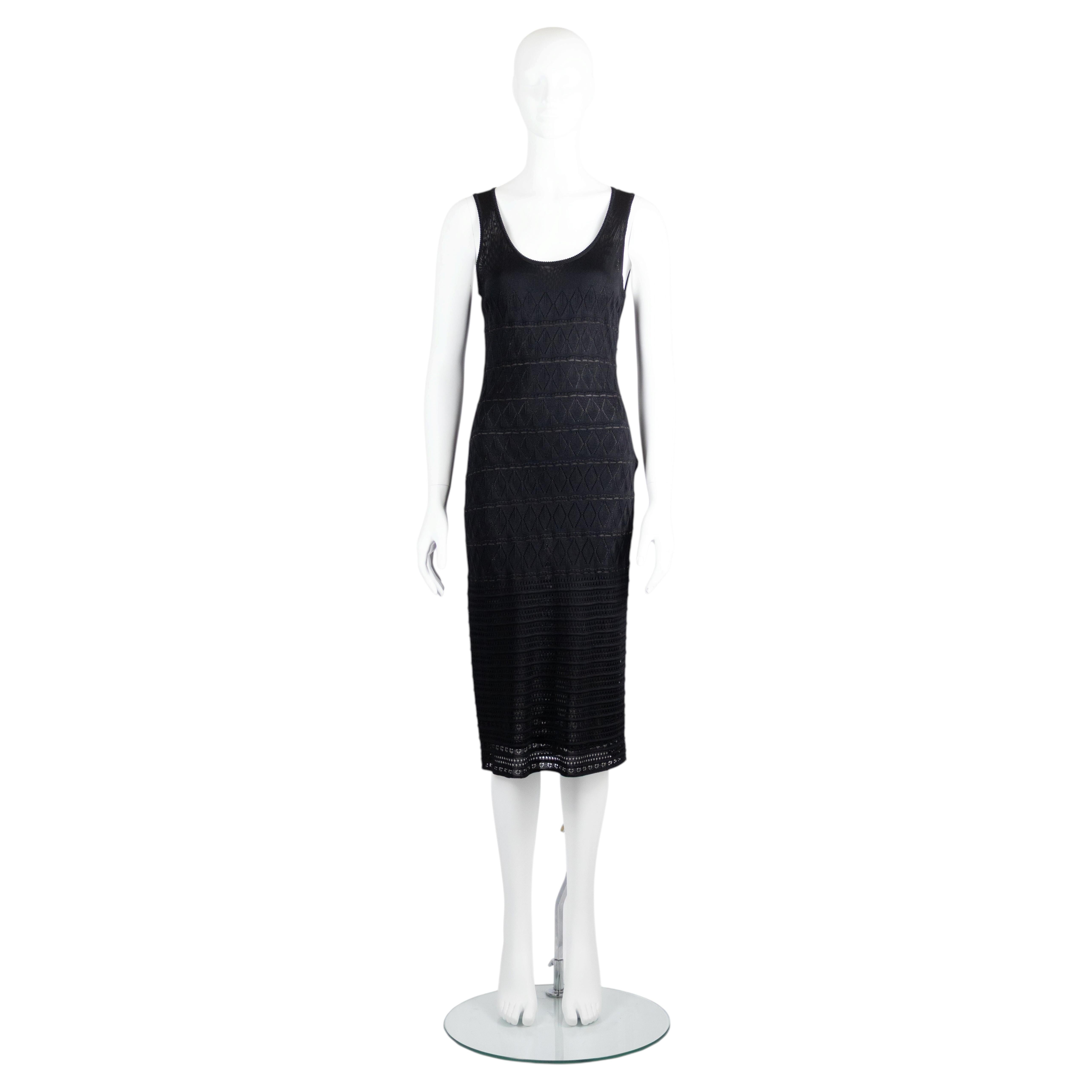 John Galliano Spring/Summer 1999 Black Diamond Knit Sleeveless Dress