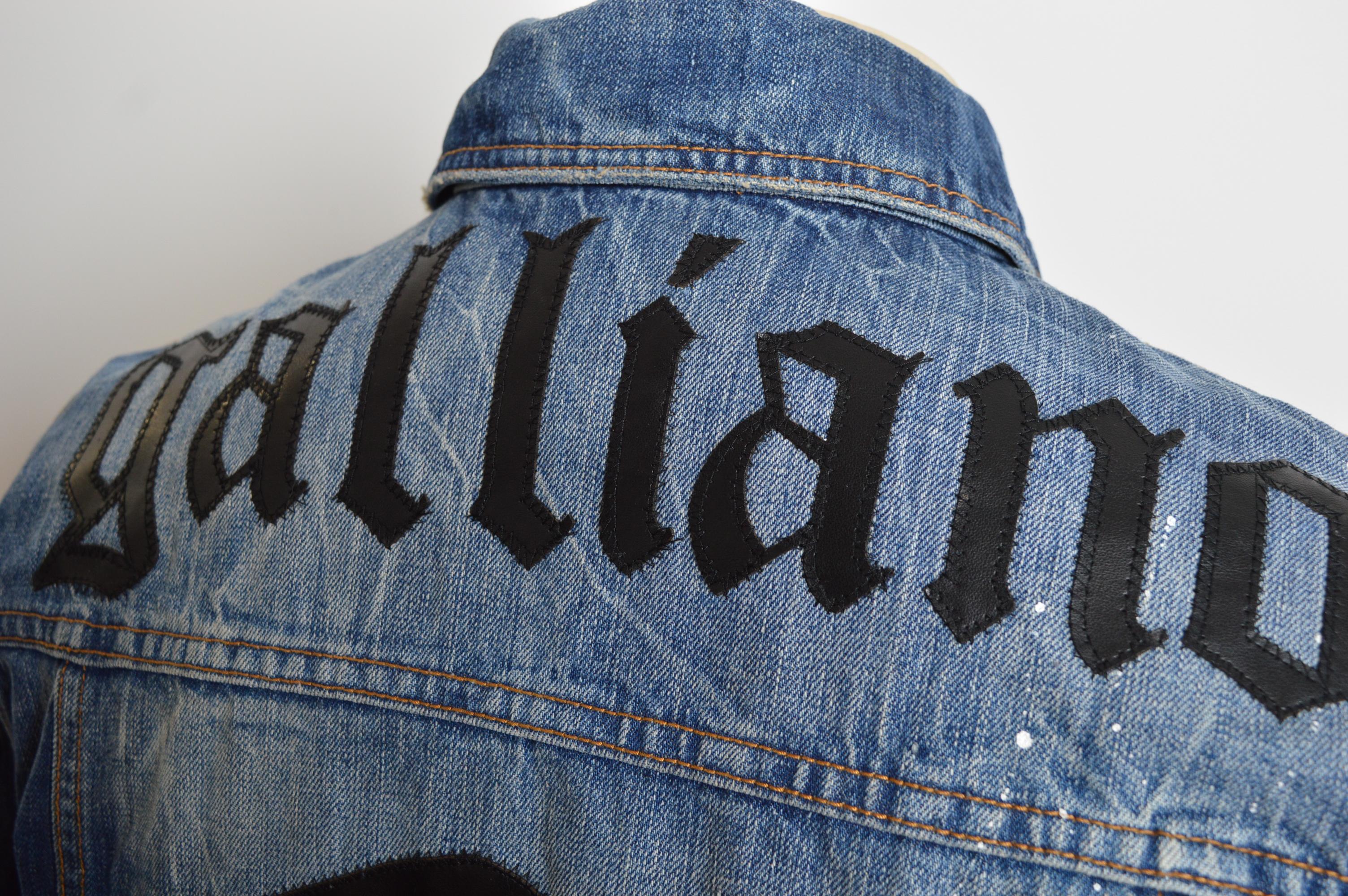 John Galliano Distressed 2000's Double Denim Jacket and Jeans Set