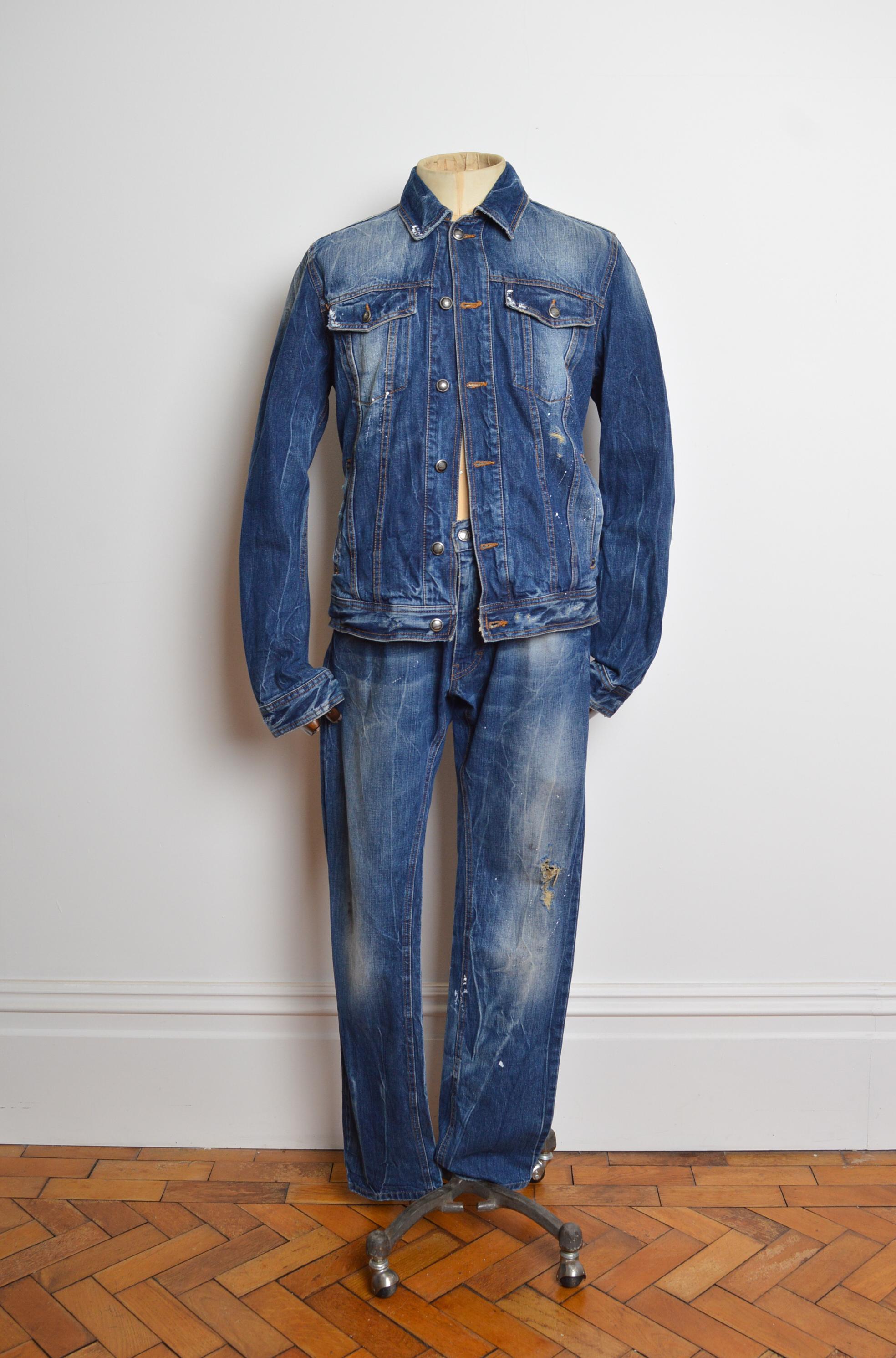 美品♡John Galliano デニムジャケット John Galliano Distressed 2000's Double Denim Jacket and Jeans Set