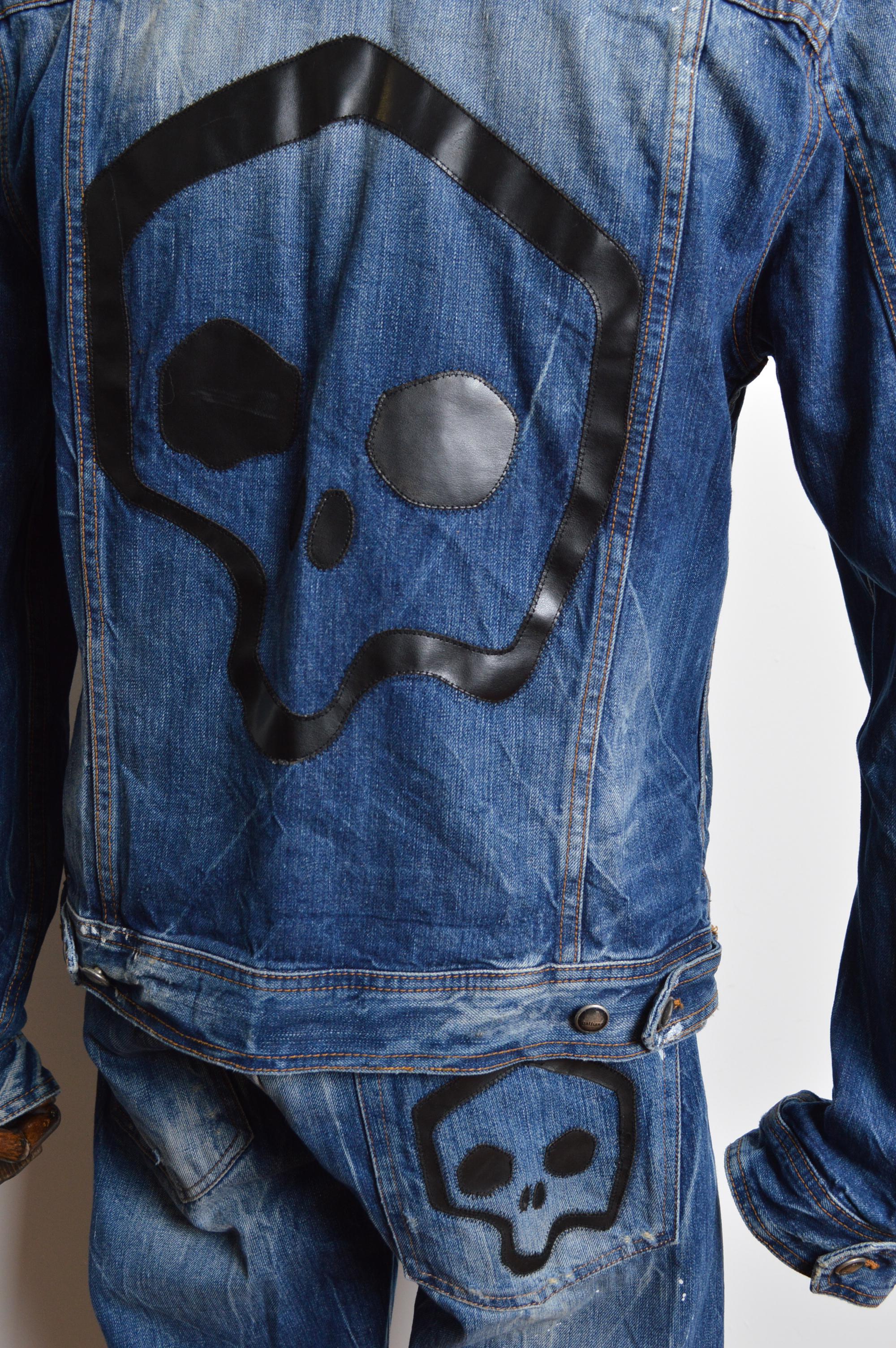 John Galliano Distressed 2000's Double Denim Jacket and Jeans Set