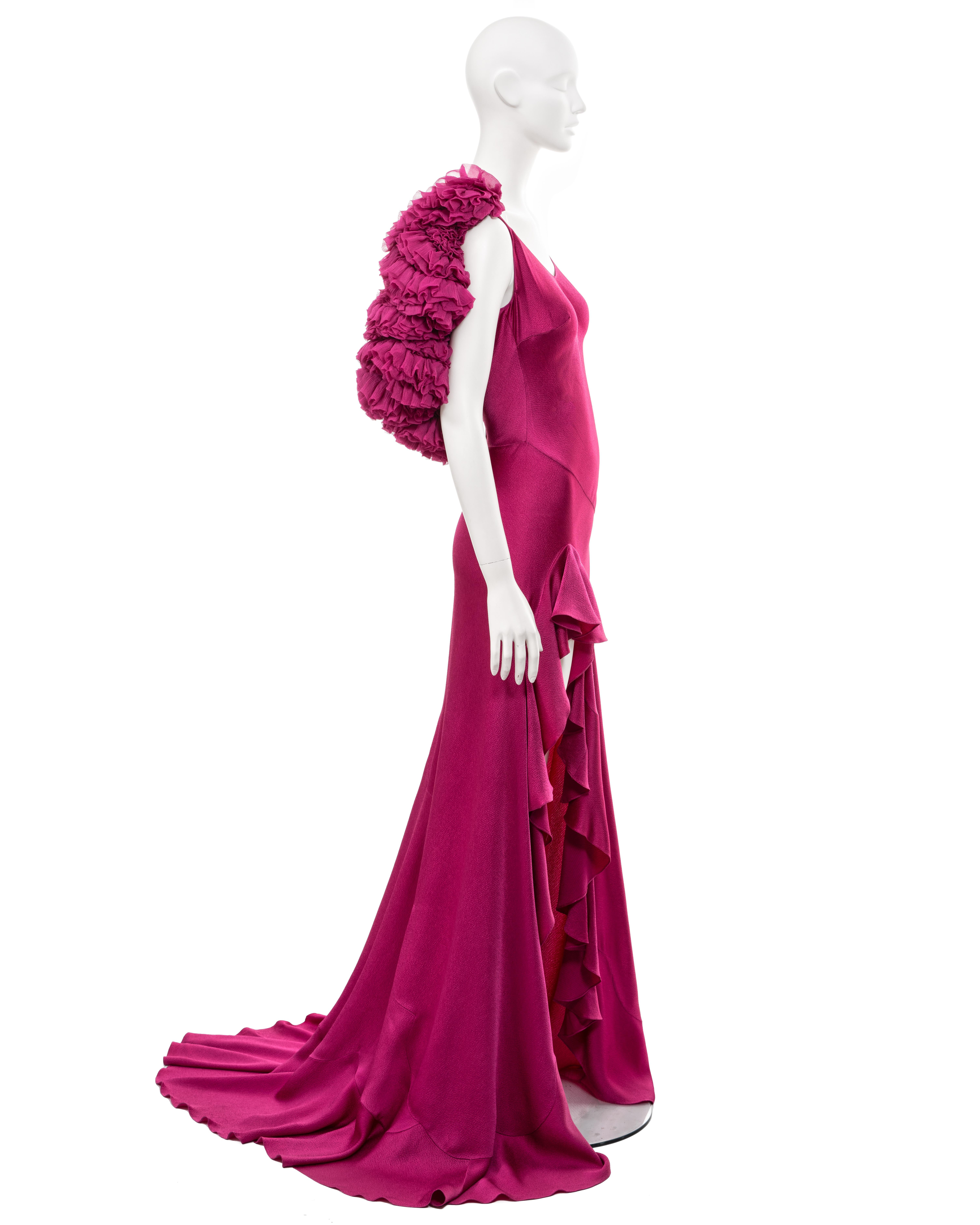 John Galliano 'Dolores' cyclamen pink bias-cut satin evening dress, fw 1995 7