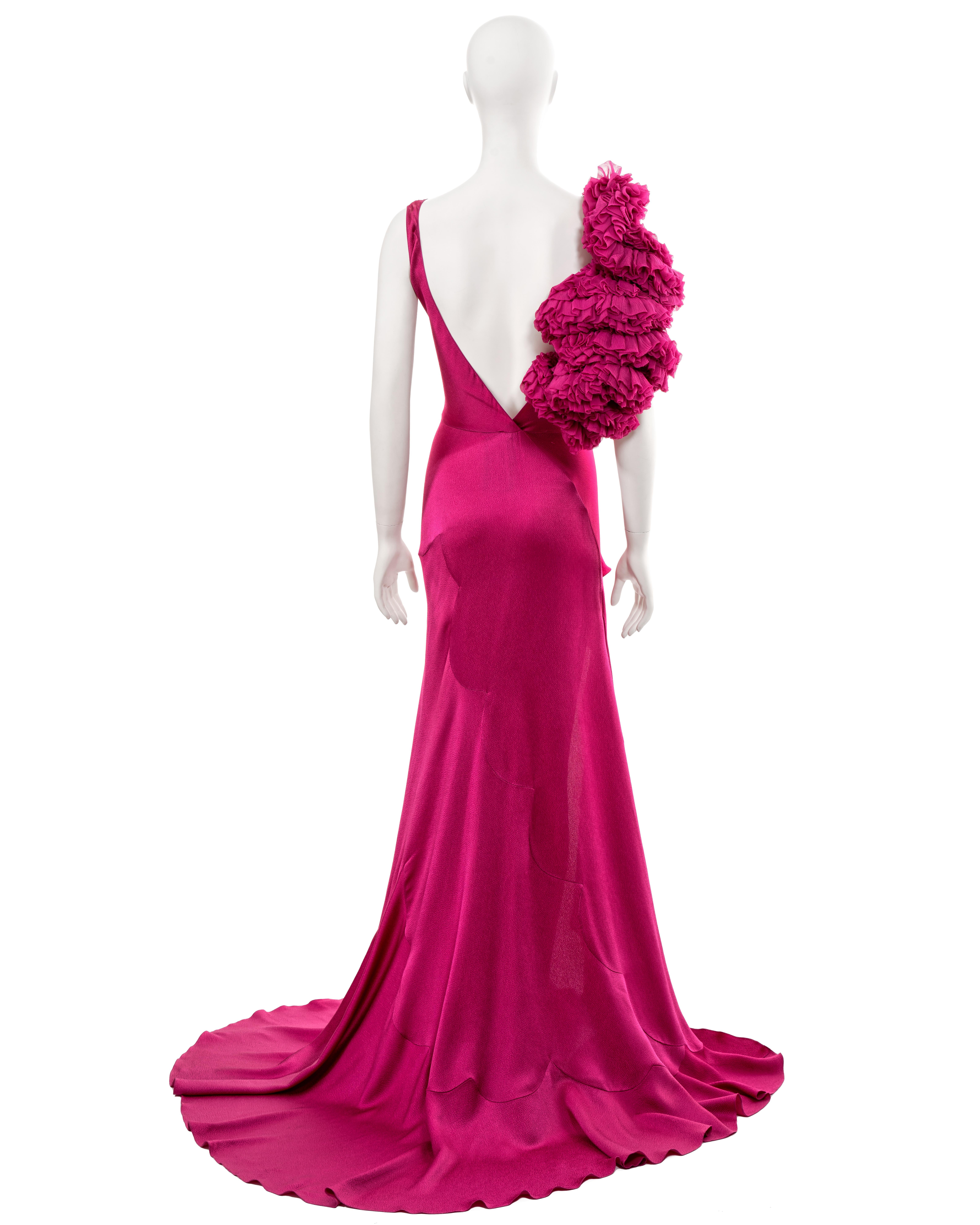 John Galliano 'Dolores' cyclamen pink bias-cut satin evening dress, fw 1995 11