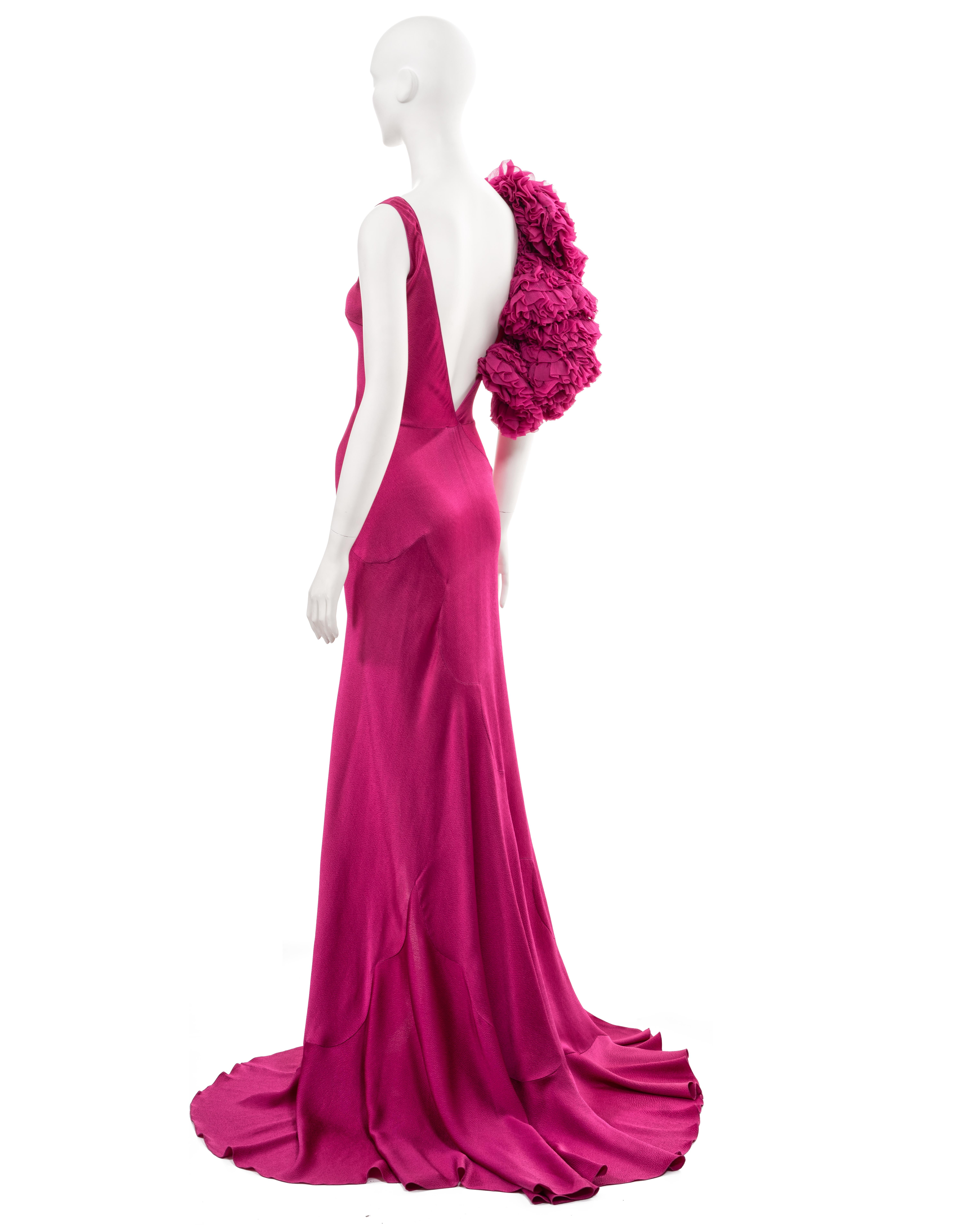 John Galliano 'Dolores' cyclamen pink bias-cut satin evening dress, fw 1995 13