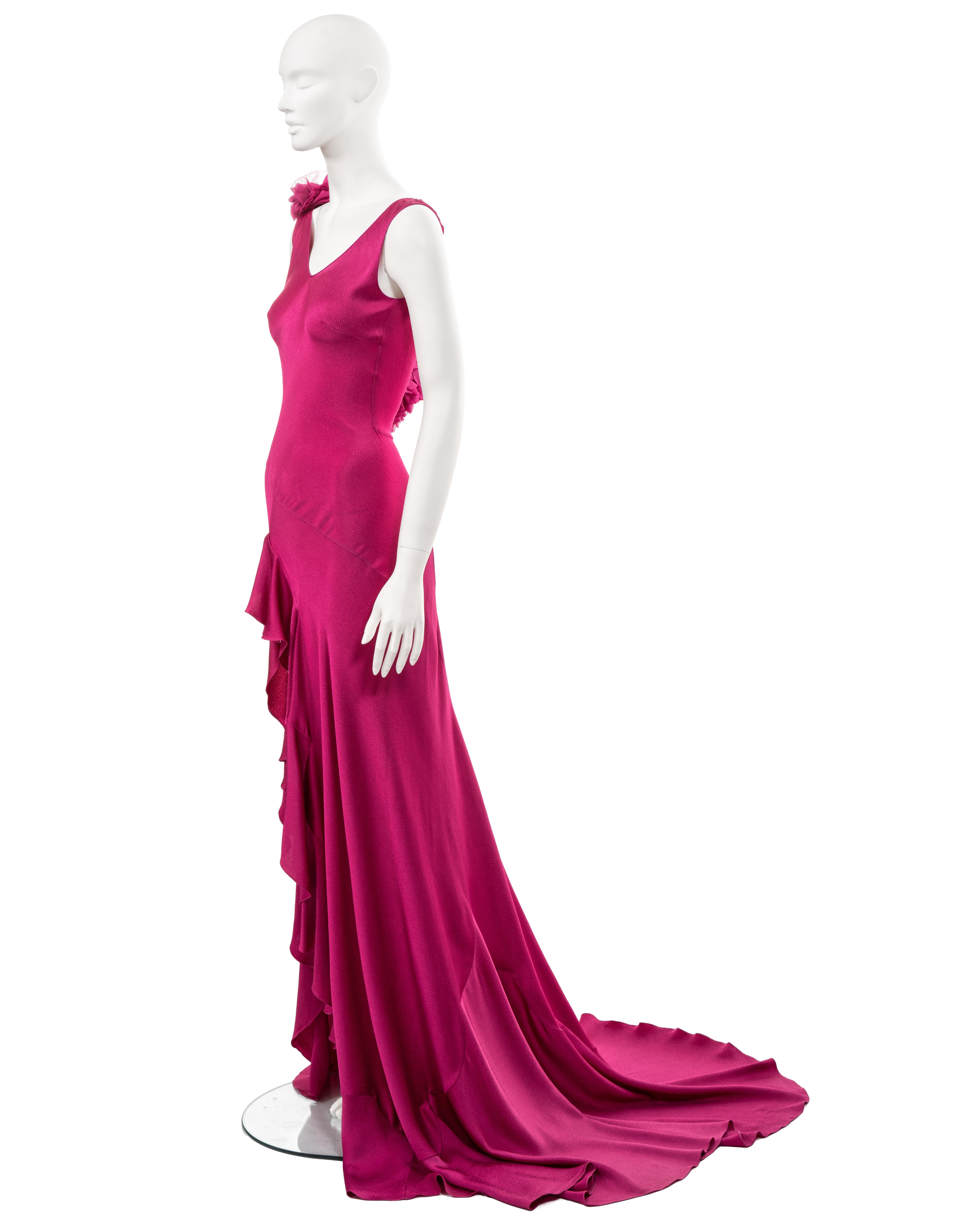 John Galliano 'Dolores' cyclamen pink bias-cut satin evening dress, fw 1995 15