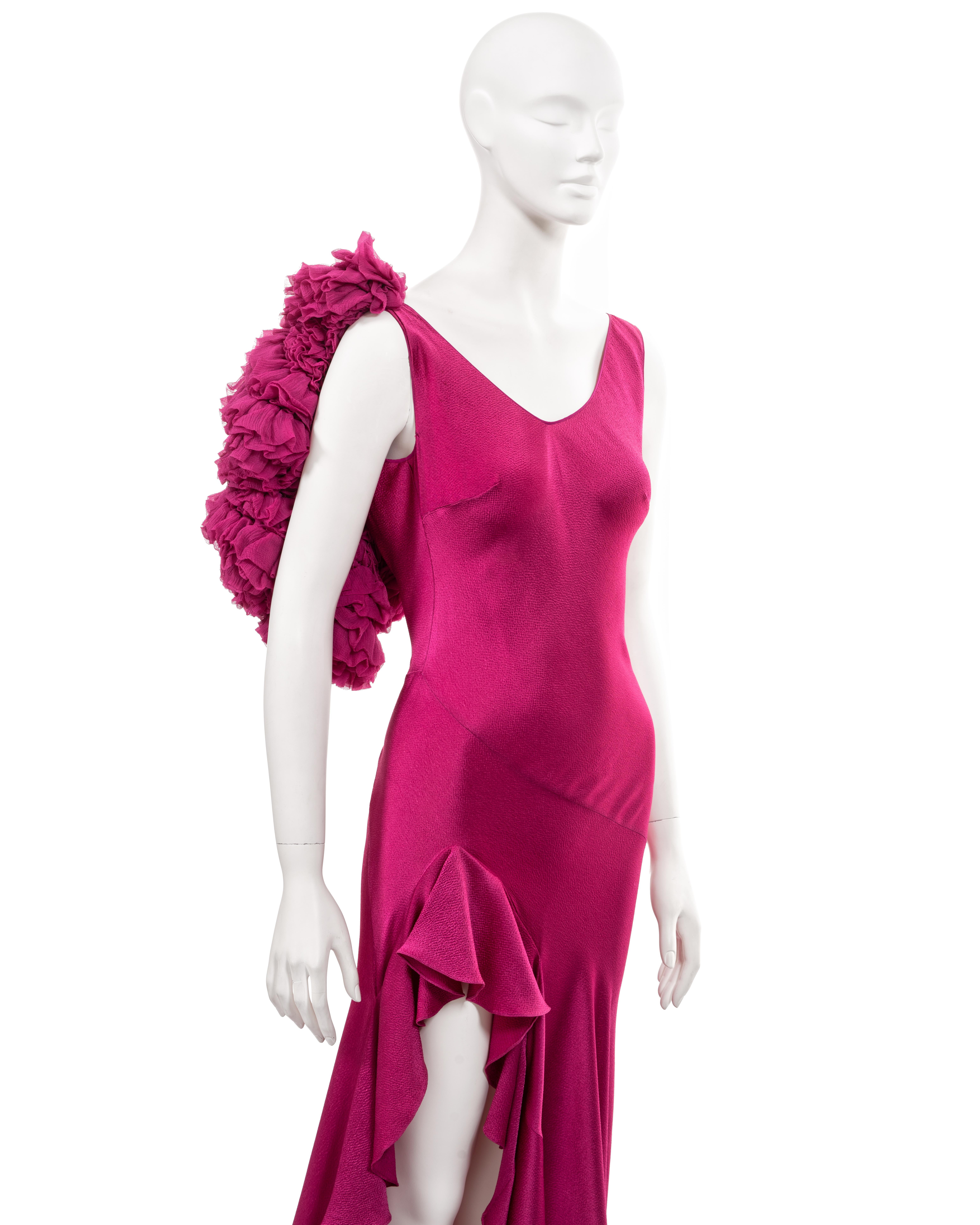 John Galliano 'Dolores' cyclamen pink bias-cut satin evening dress, fw 1995 3