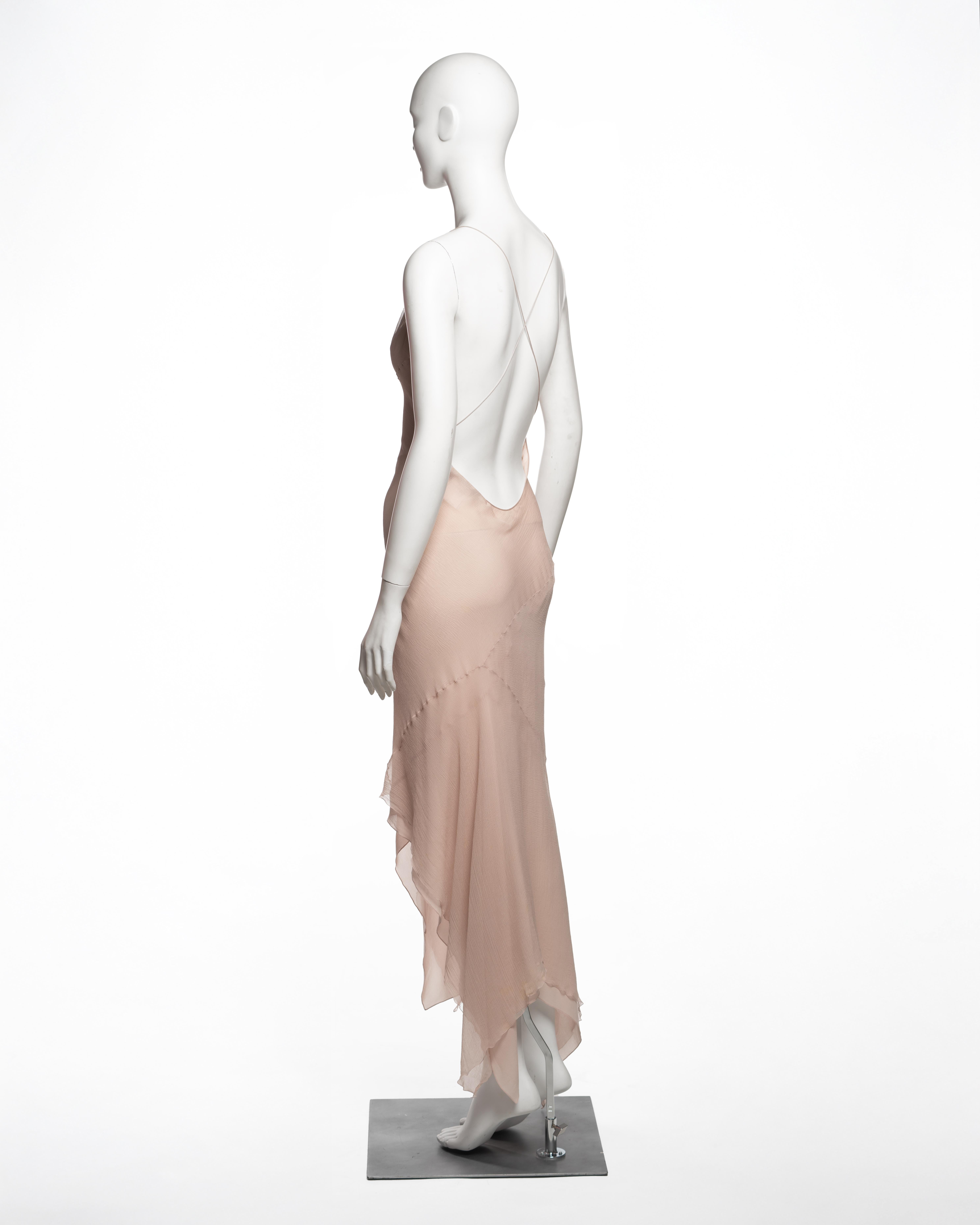 John Galliano Abito in chiffon di seta a doppio strato con scialle, SS 2000 in vendita 5