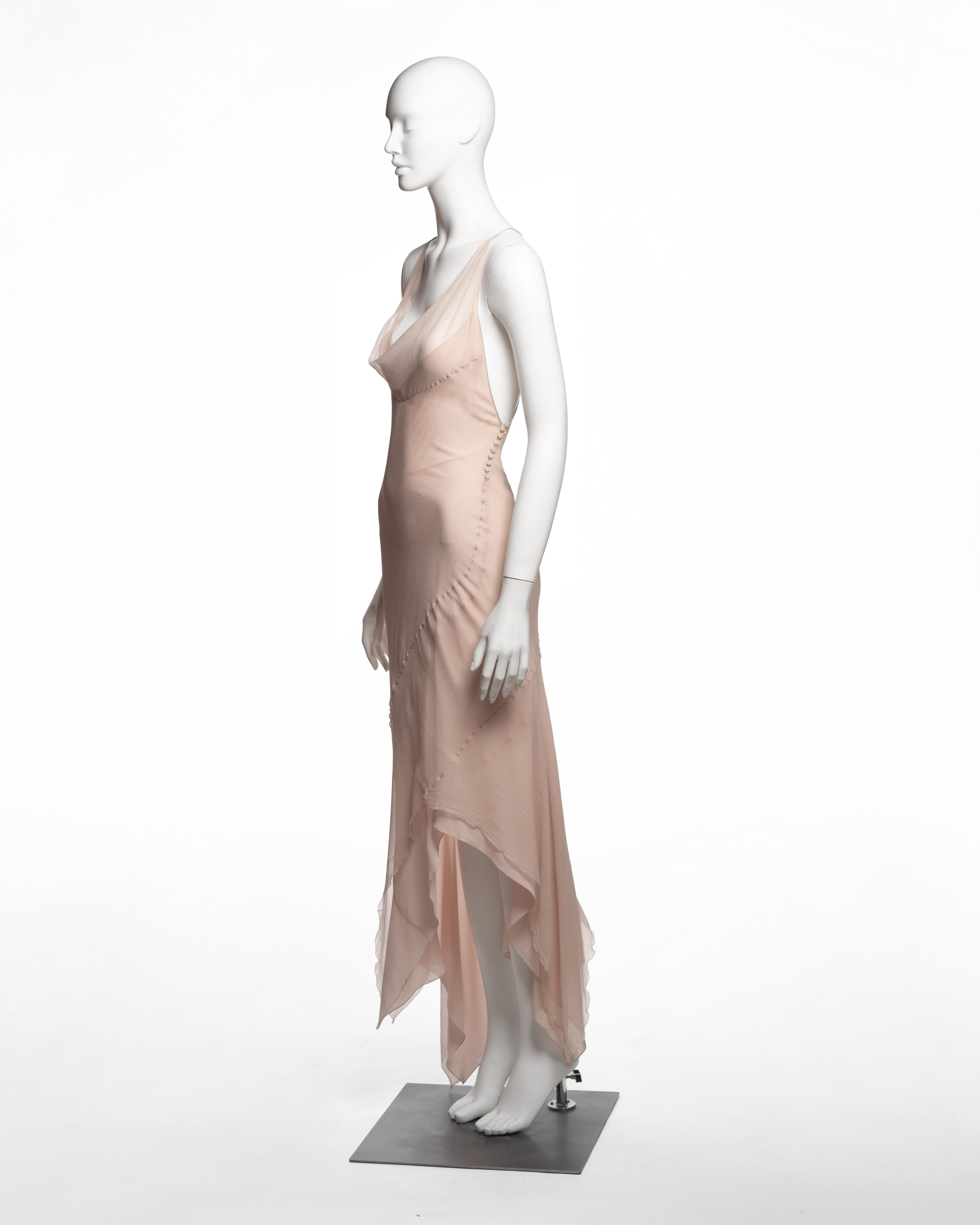 John Galliano Abito in chiffon di seta a doppio strato con scialle, SS 2000 in vendita 6