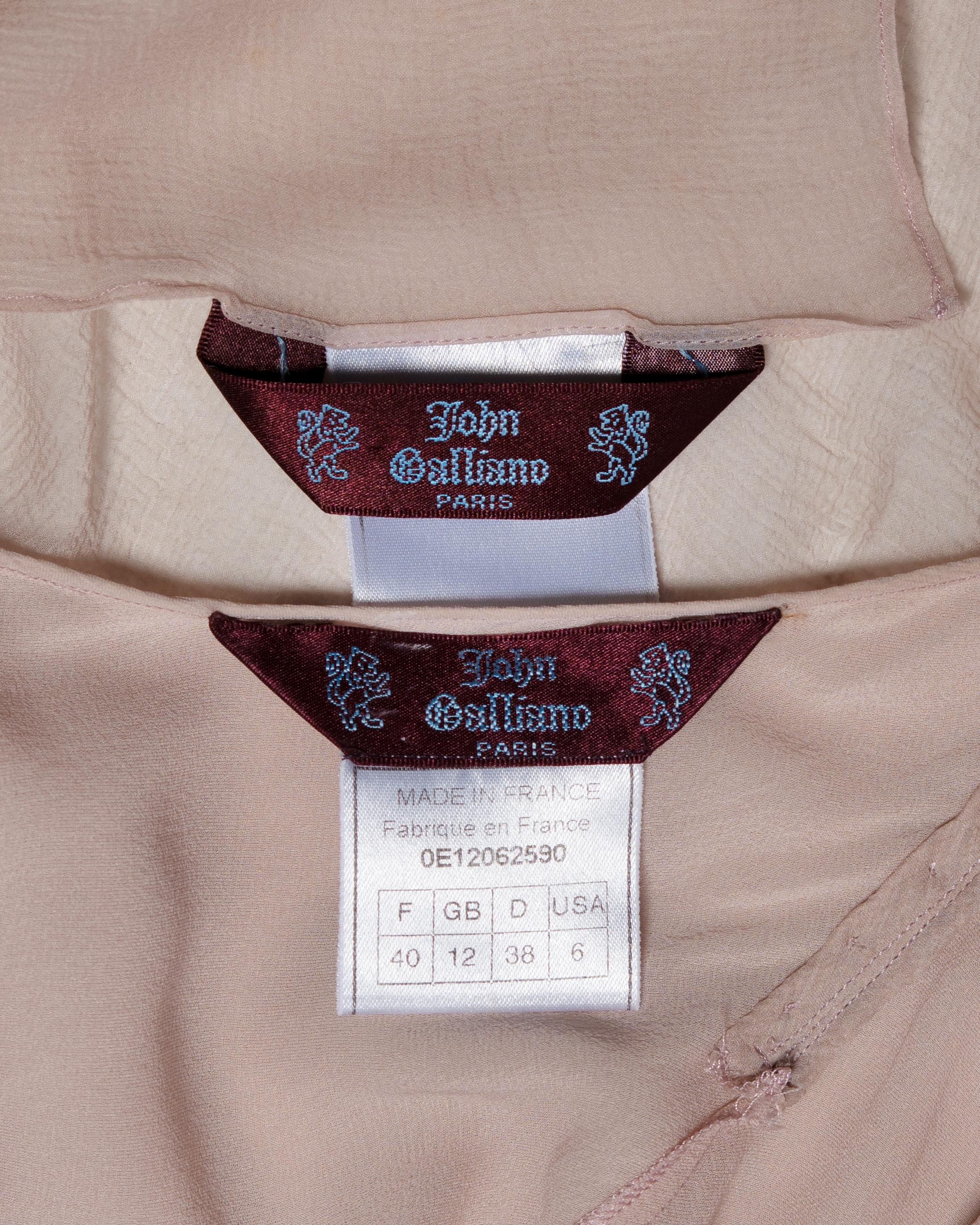 John Galliano Abito in chiffon di seta a doppio strato con scialle, SS 2000 in vendita 8