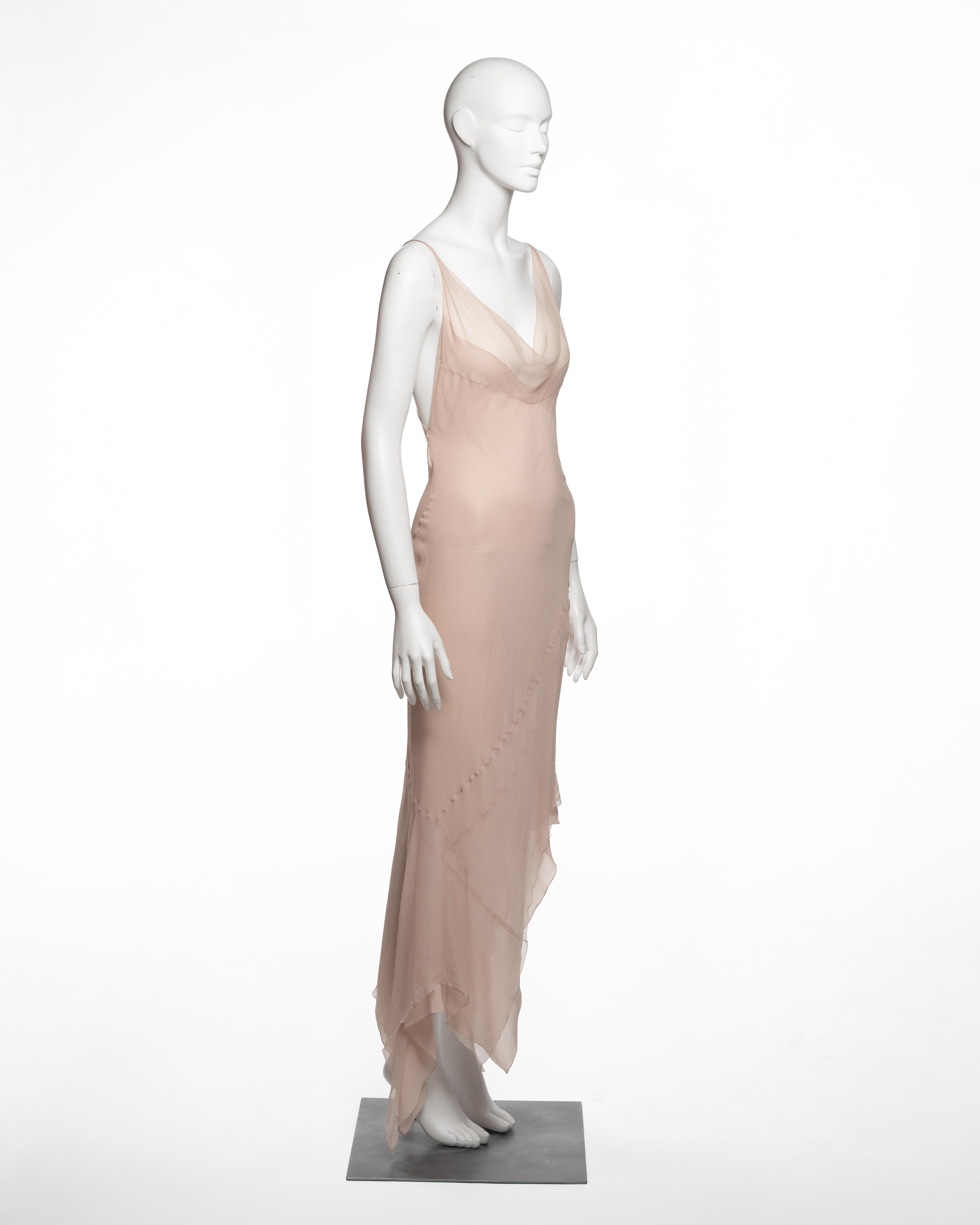 Donna John Galliano Abito in chiffon di seta a doppio strato con scialle, SS 2000 in vendita