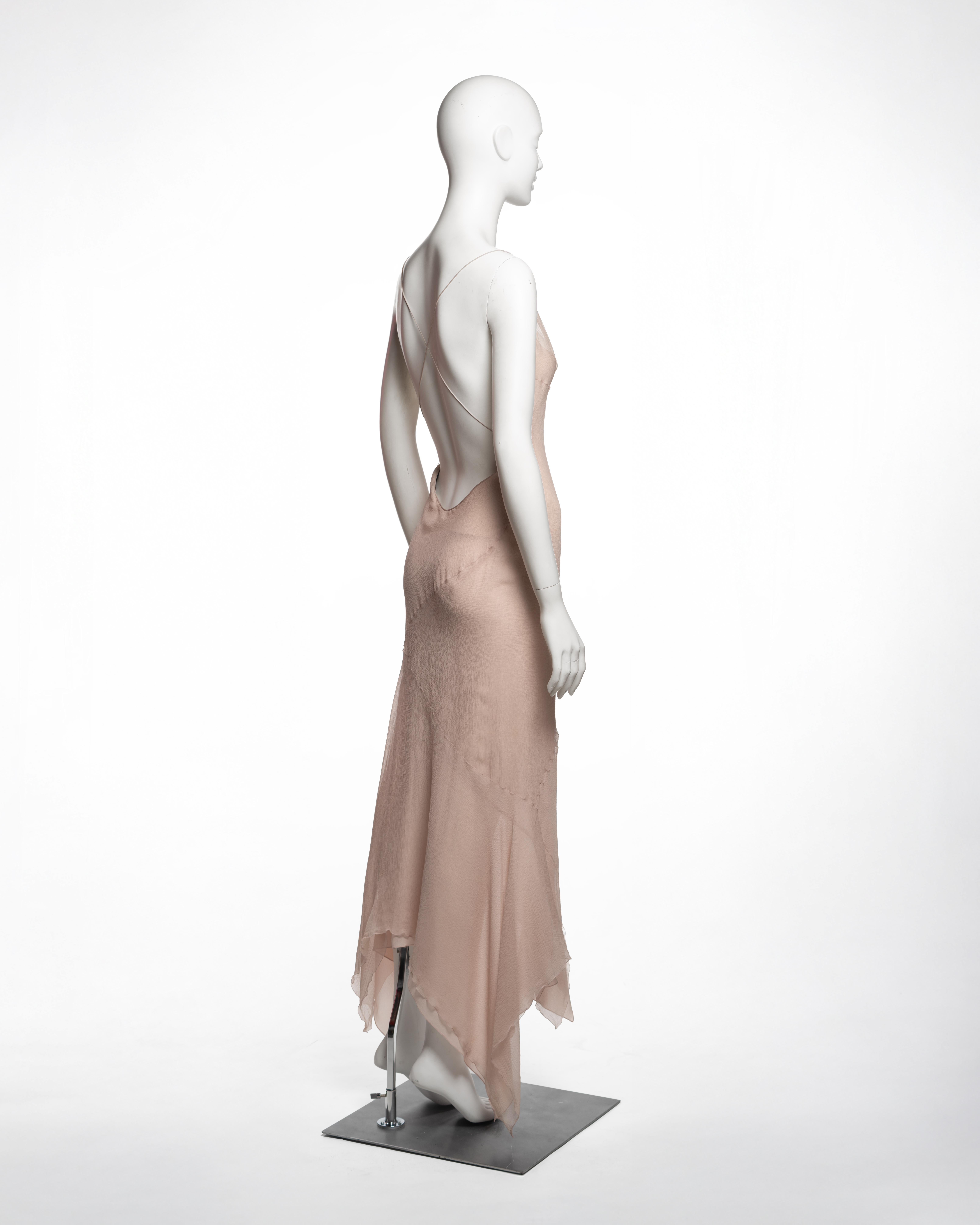 John Galliano Abito in chiffon di seta a doppio strato con scialle, SS 2000 in vendita 2