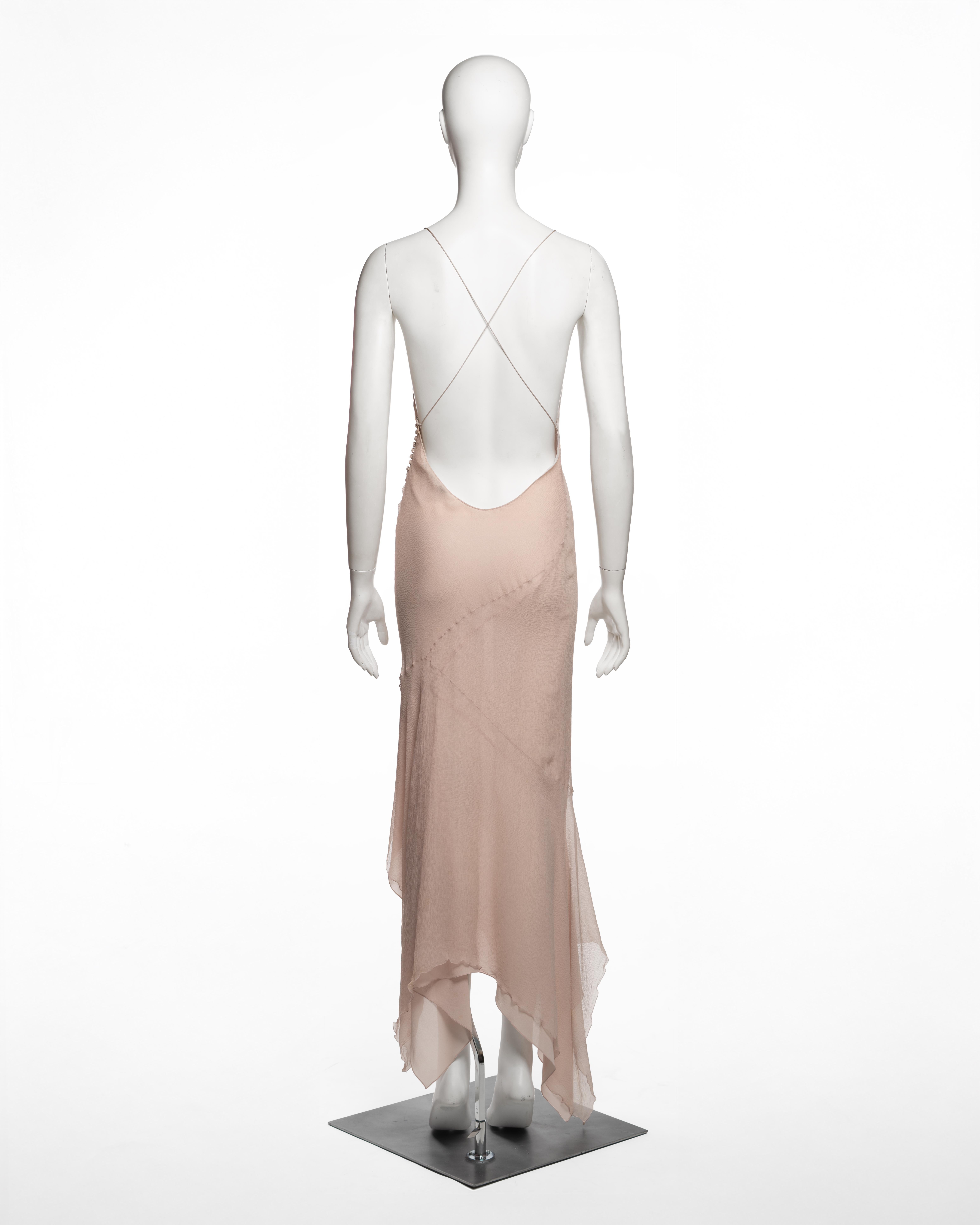 John Galliano Abito in chiffon di seta a doppio strato con scialle, SS 2000 in vendita 3