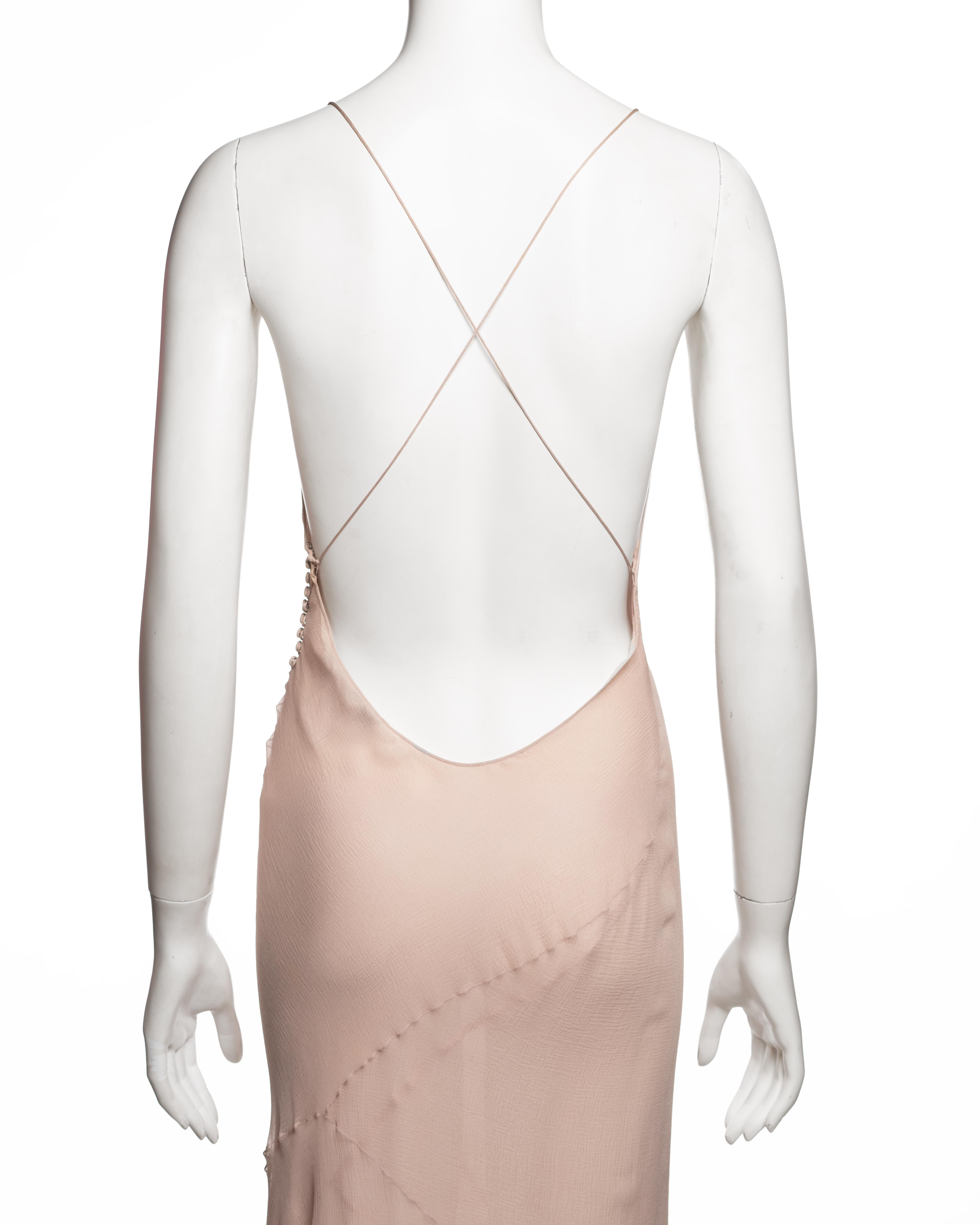 John Galliano Abito in chiffon di seta a doppio strato con scialle, SS 2000 in vendita 4