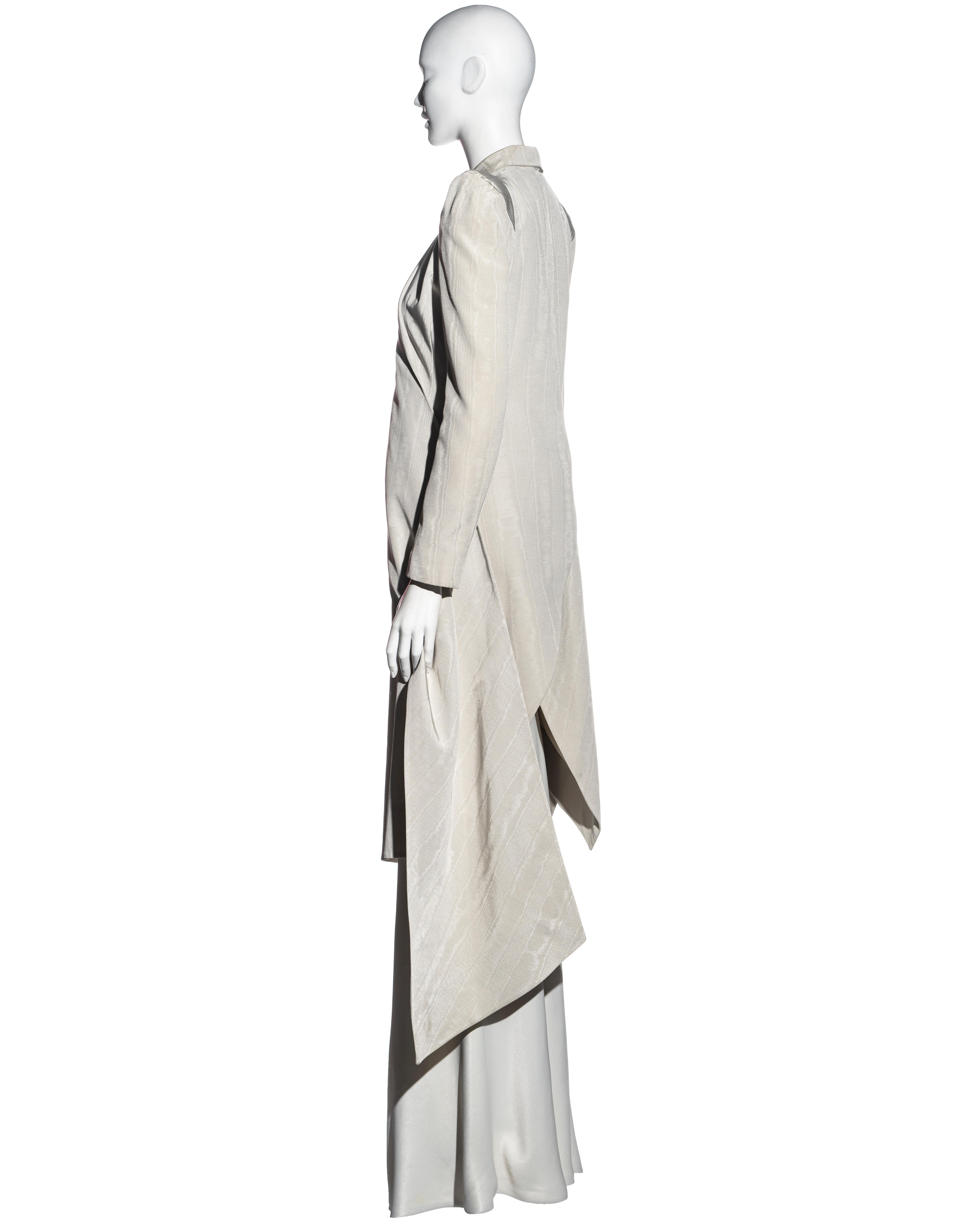 John Galliano dove moiré tailcoat and trained skirt ensemble, ss 1995 1