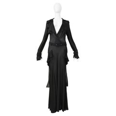 John Galliano Dramatic Black Trench Evening Gown John Galliano Dramatic Black Trench Evening Gown