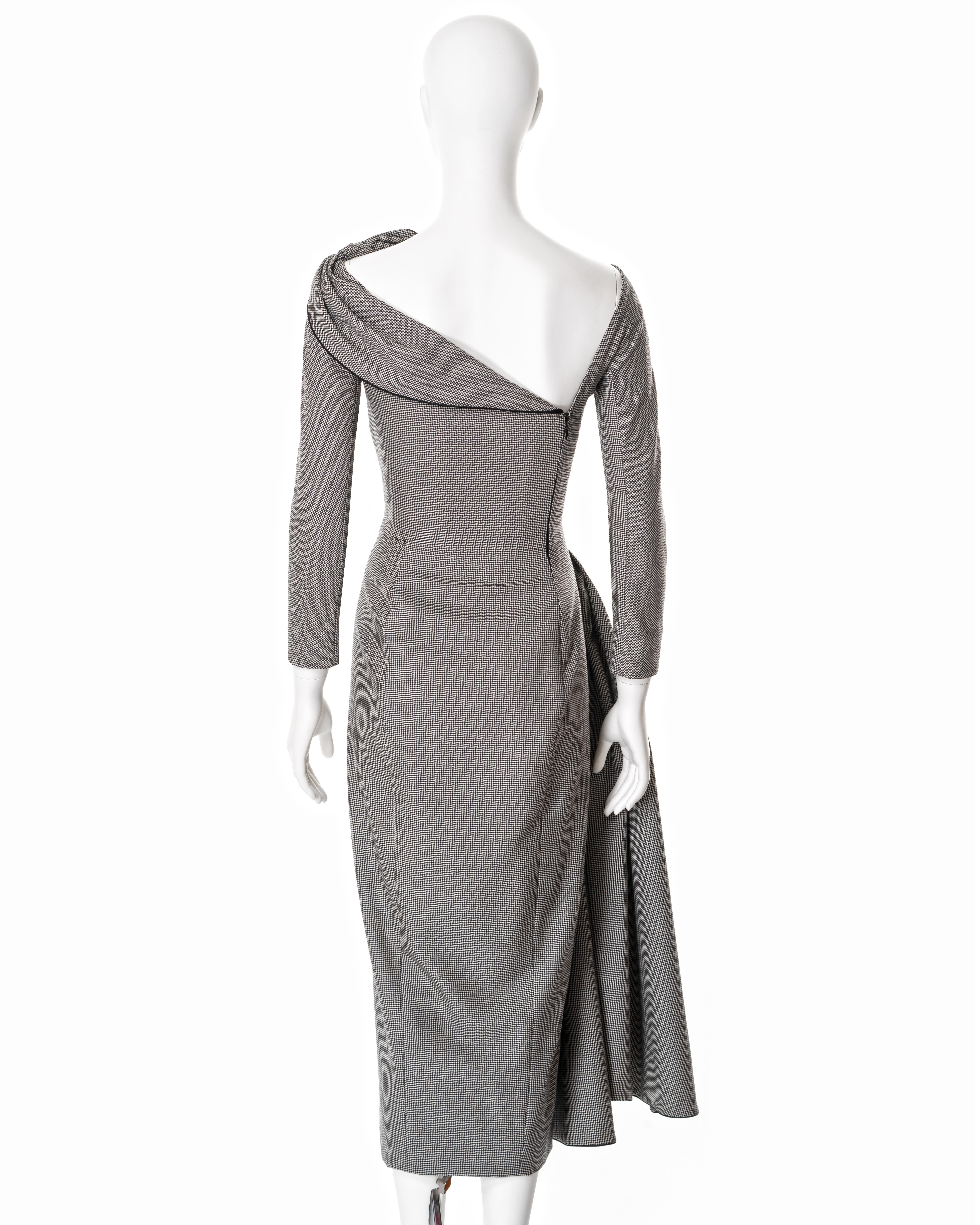 John Galliano draped houndstooth check wool cocktail dress, ss 1995 8