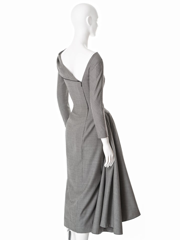 John Galliano draped houndstooth check wool cocktail dress, ss 1995 at 1stDibs John Galliano draped houndstooth check wool cocktail dress, ss 1995 at 1stDibs