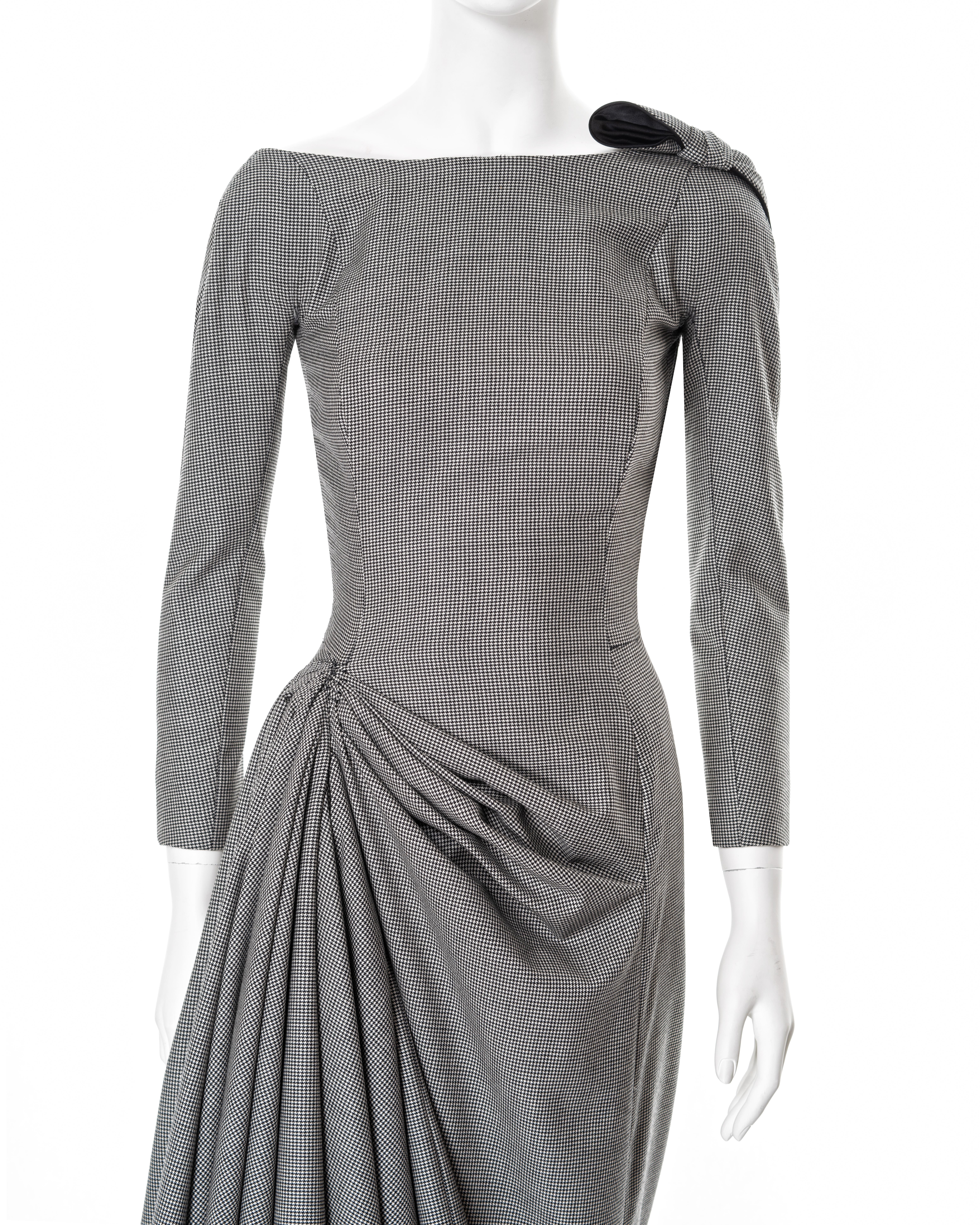 John Galliano draped houndstooth check wool cocktail dress, ss 1995 In Excellent Condition In London, GB