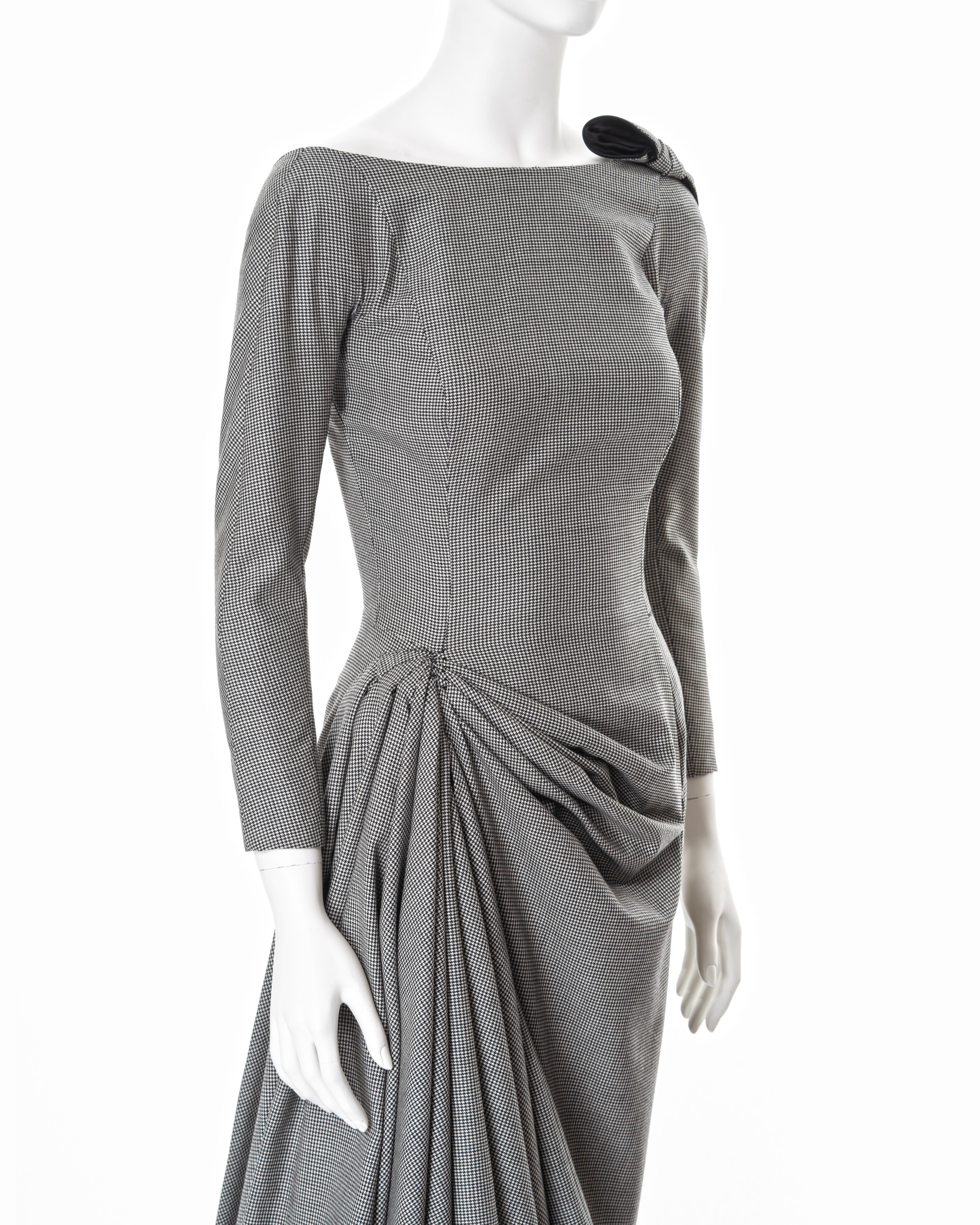 John Galliano draped houndstooth check wool cocktail dress, ss 1995 3