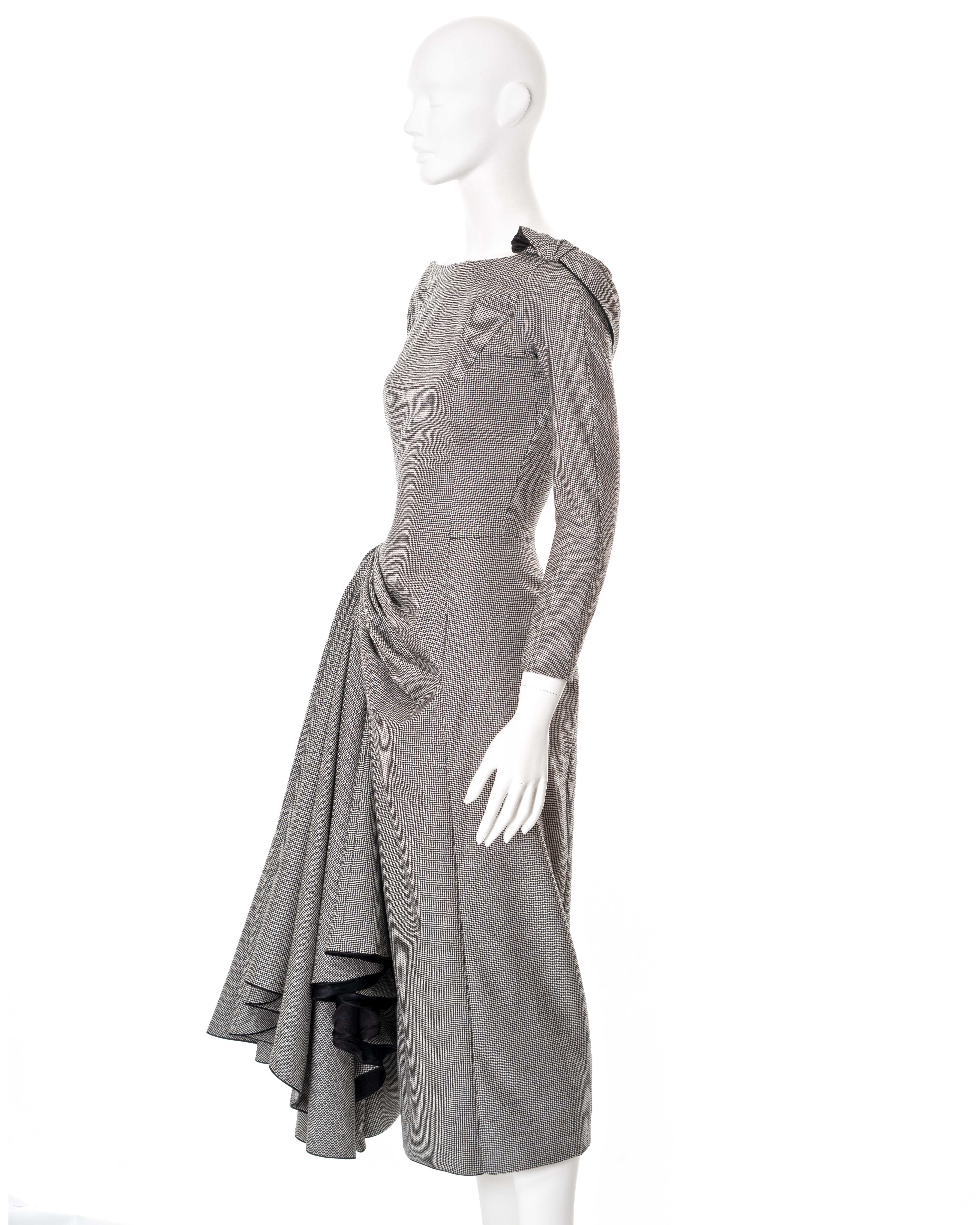 John Galliano draped houndstooth check wool cocktail dress, ss 1995 4