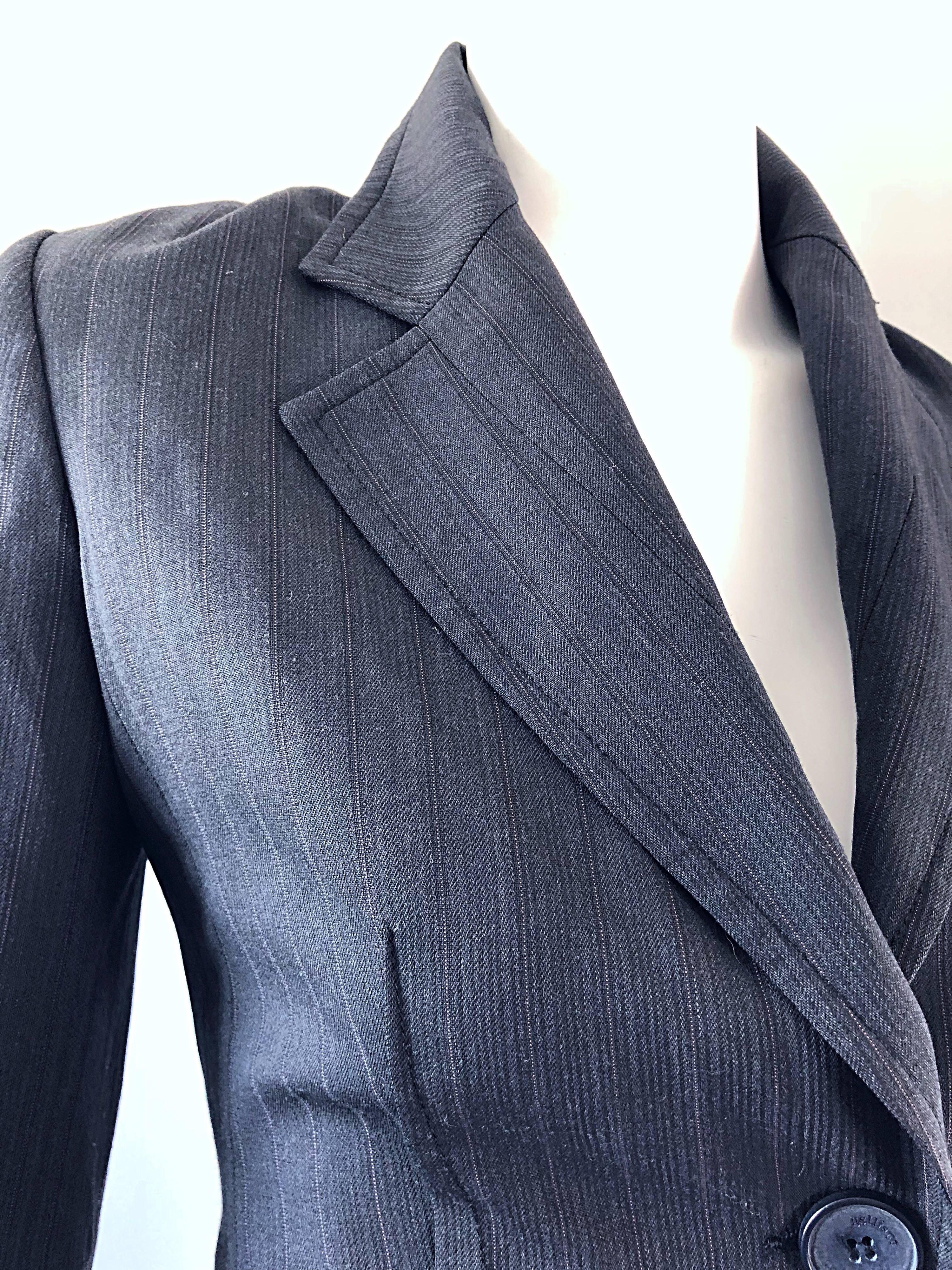 Noir John Galliano - Blazer à rayures grises et violettes, taille 42, début des années 2000 en vente