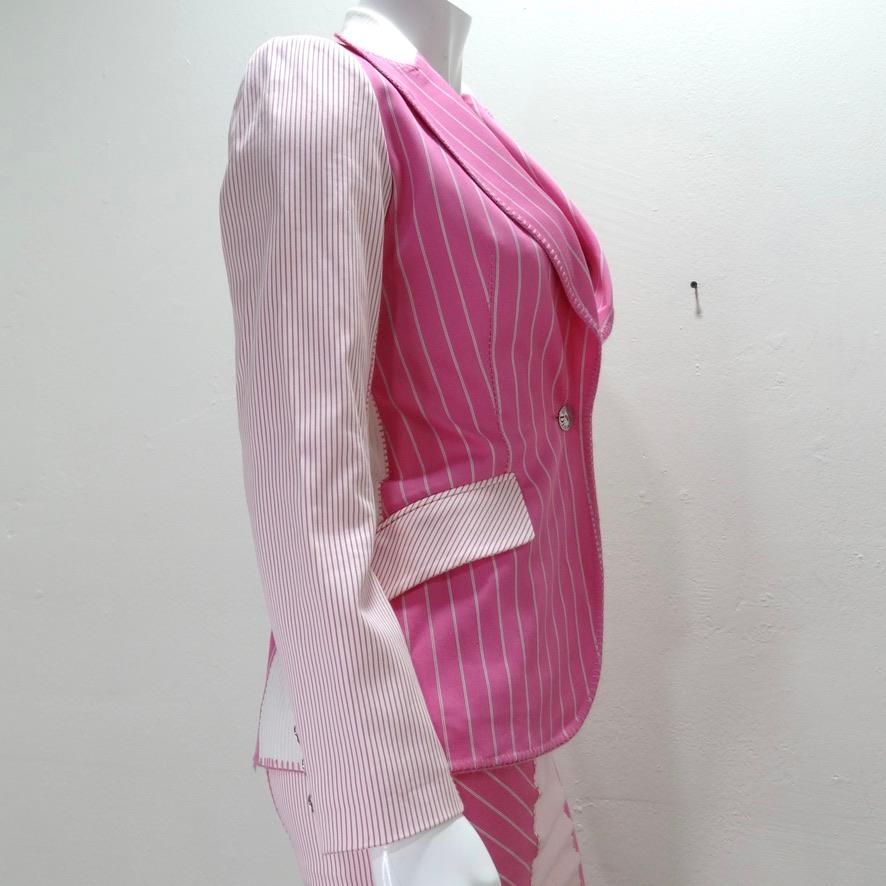 John Galliano era Christian Dior Pink Pinstripe Blazer For Sale 7