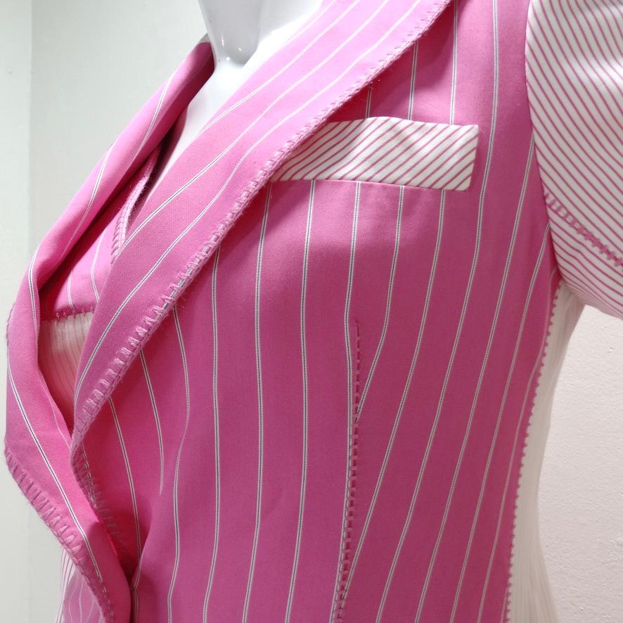 John Galliano era Christian Dior Pink Pinstripe Blazer In New Condition For Sale In Scottsdale, AZ