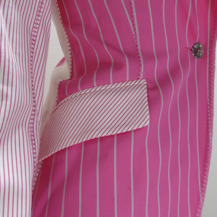 Women's John Galliano era Christian Dior Pink Pinstripe Blazer For Sale