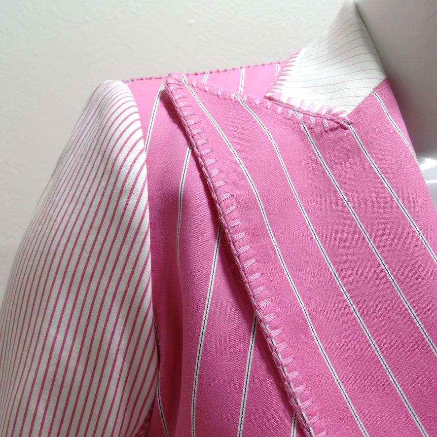 John Galliano era Christian Dior Pink Pinstripe Blazer For Sale 1