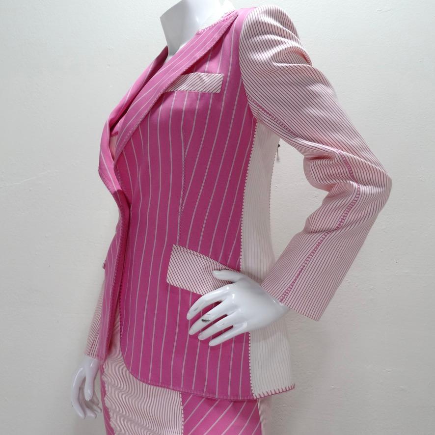 John Galliano era Christian Dior Pink Pinstripe Blazer For Sale 2