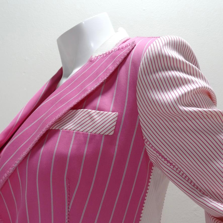 John Galliano era Christian Dior Pink Pinstripe Blazer For Sale 3