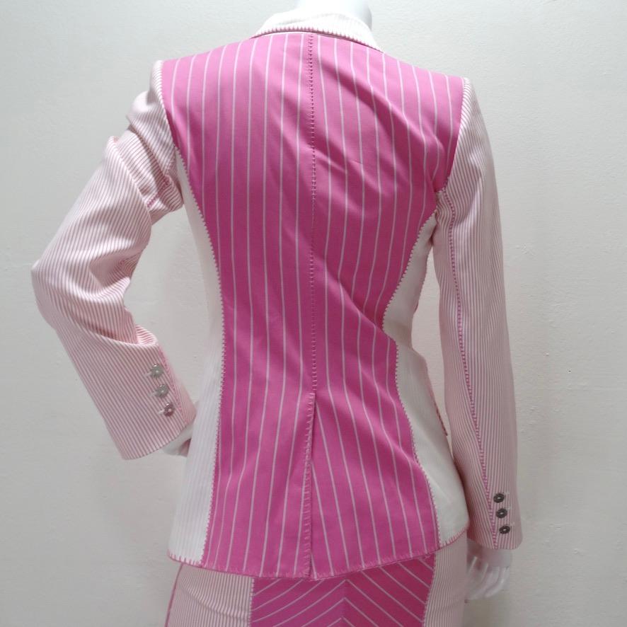 John Galliano era Christian Dior Pink Pinstripe Blazer For Sale 4