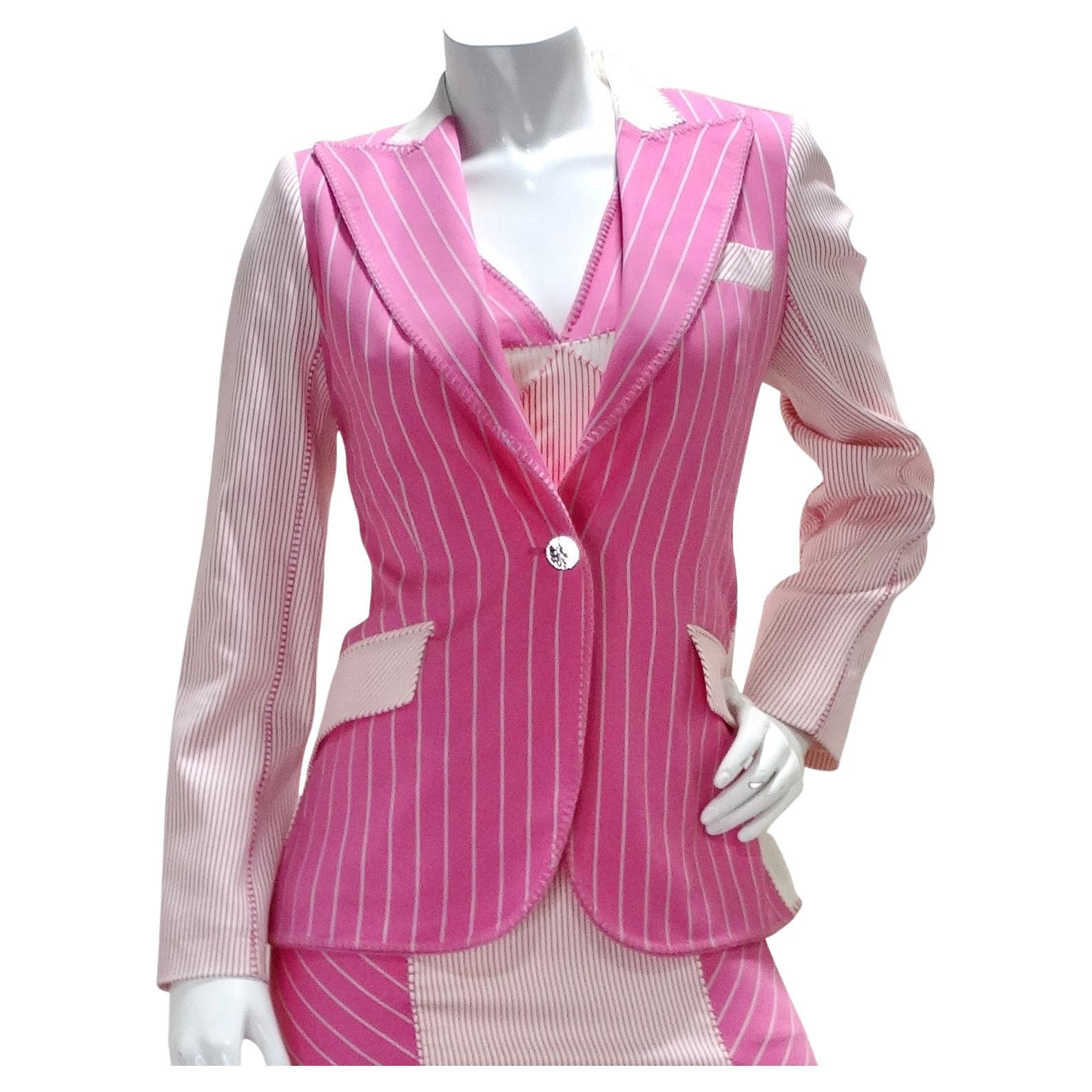 John Galliano era Christian Dior Pink Pinstripe Blazer For Sale