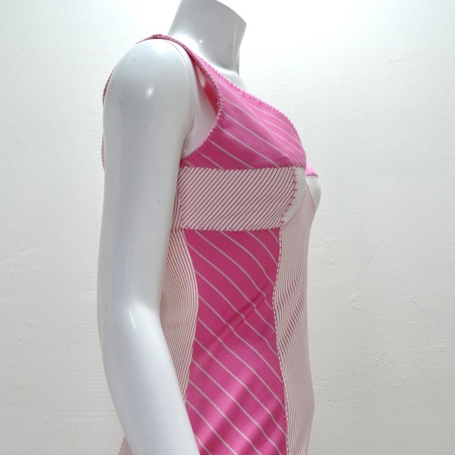 Women's John Galliano era Christian Dior Pink Striped Dress For Sale