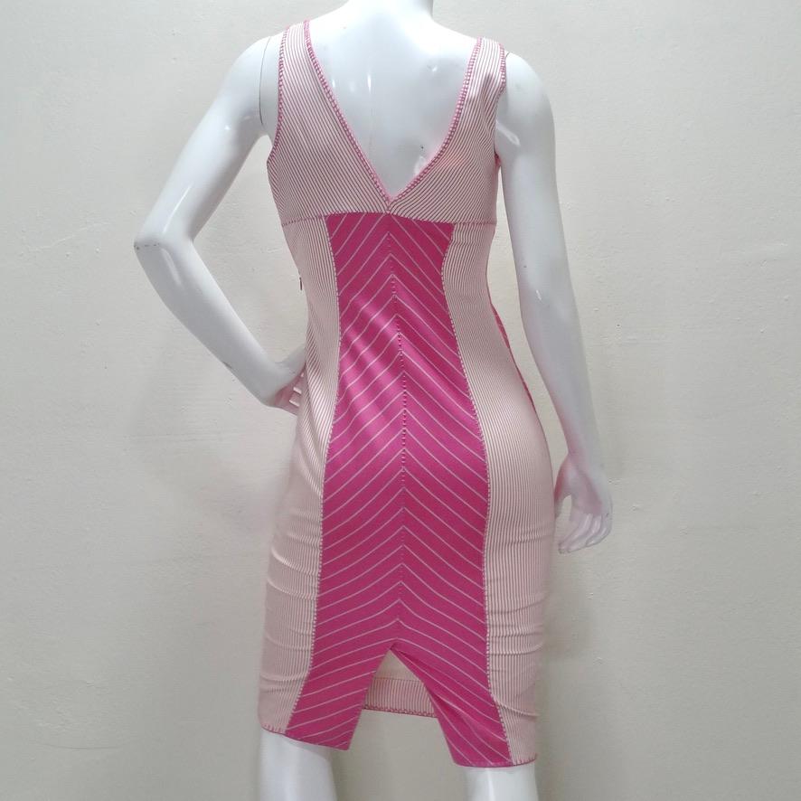 John Galliano era Christian Dior Pink Striped Dress For Sale 1