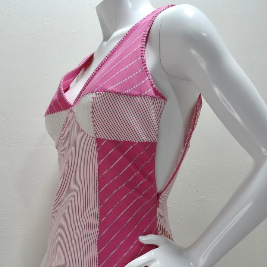 John Galliano era Christian Dior Pink Striped Dress For Sale 2