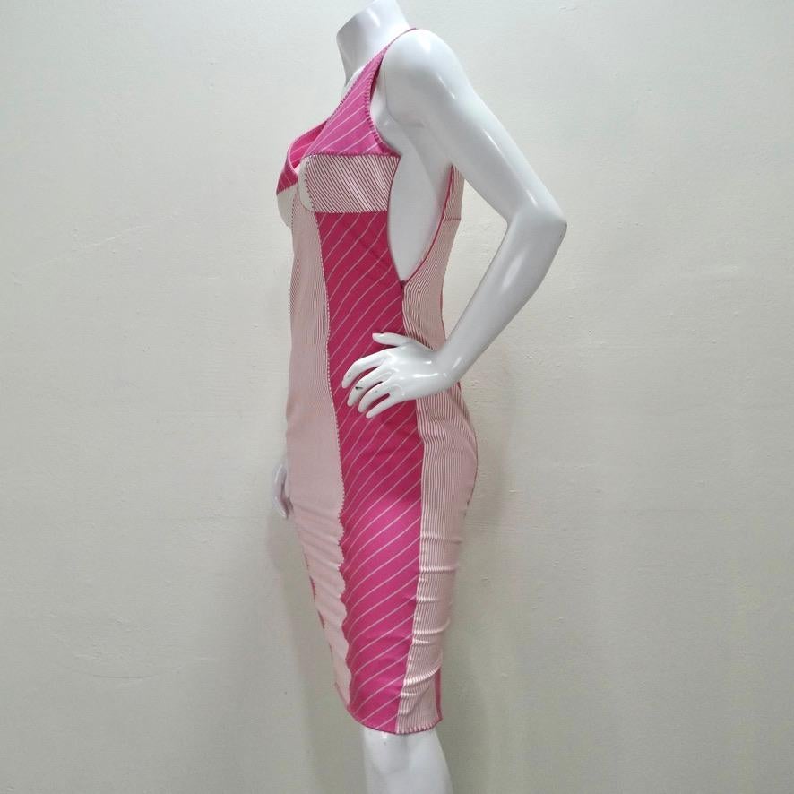 John Galliano era Christian Dior Pink Striped Dress For Sale 3