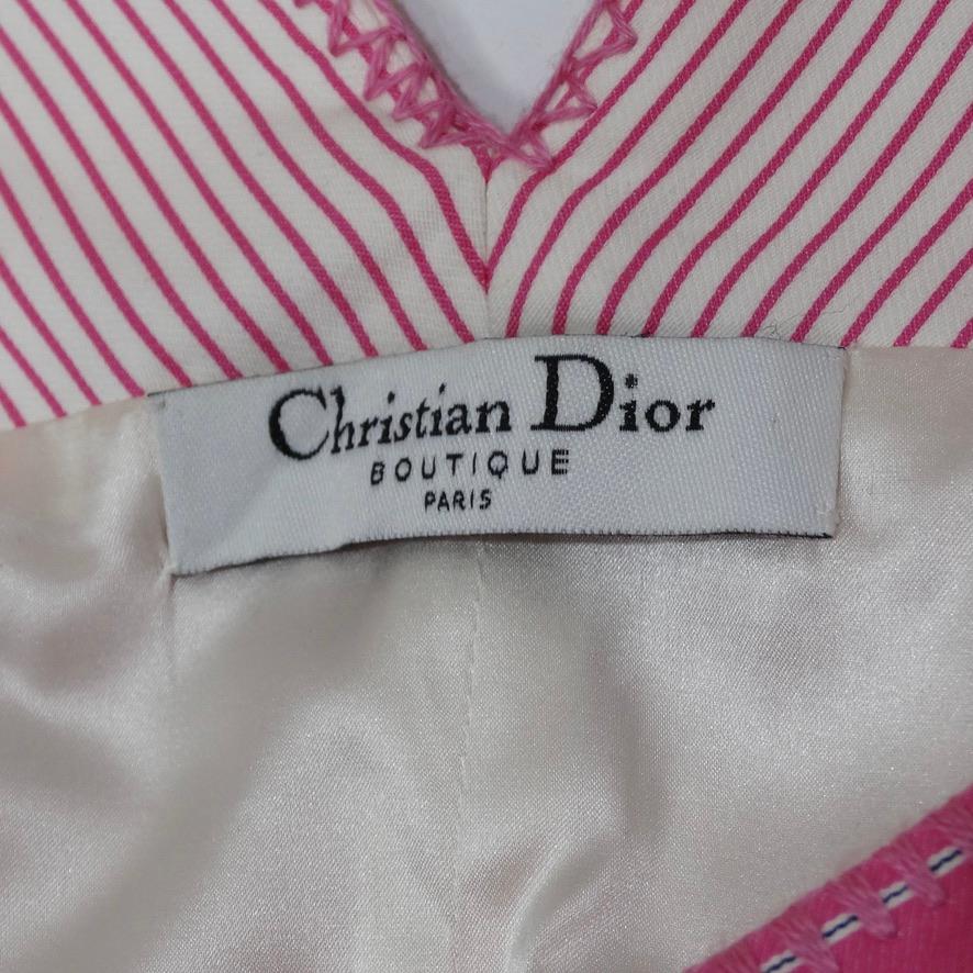 John Galliano era Christian Dior Pink Striped Dress For Sale 4